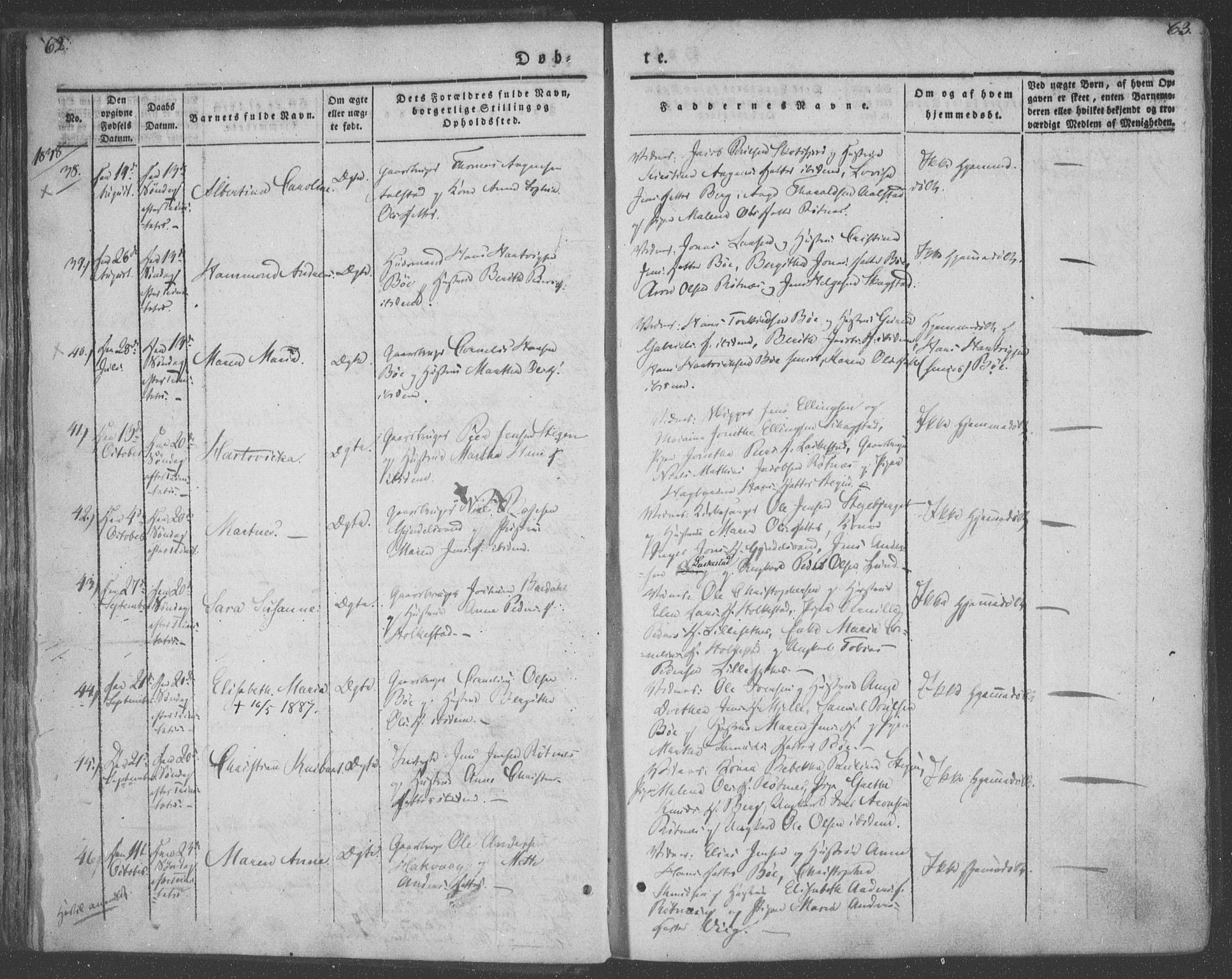 Ministerialprotokoller, klokkerbøker og fødselsregistre - Nordland, AV/SAT-A-1459/855/L0799: Parish register (official) no. 855A07, 1834-1852, p. 62-63