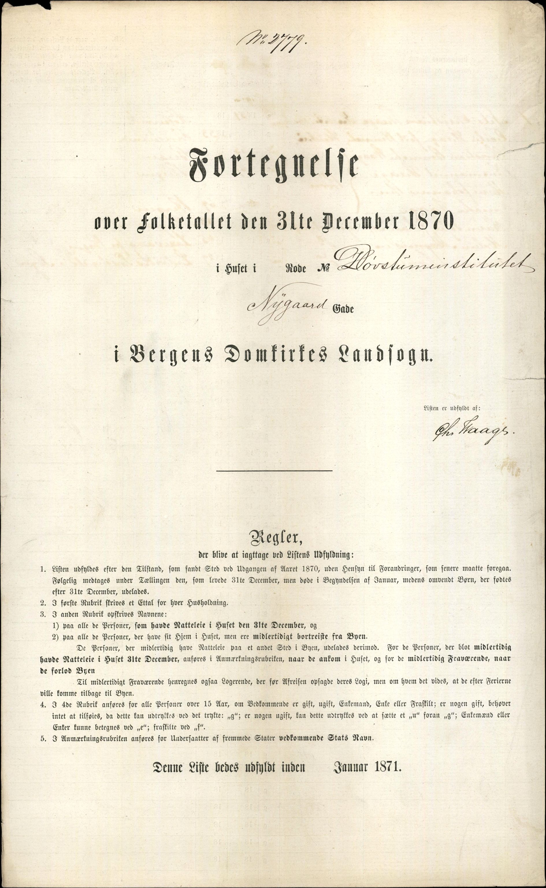 RA, 1870 census for 1301 Bergen, 1870