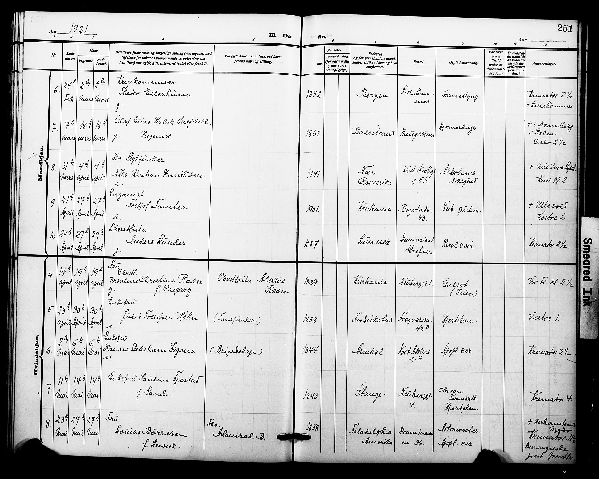 Garnisonsmenigheten Kirkebøker, AV/SAO-A-10846/F/Fa/L0015: Parish register (official) no. 15, 1915-1921, p. 251