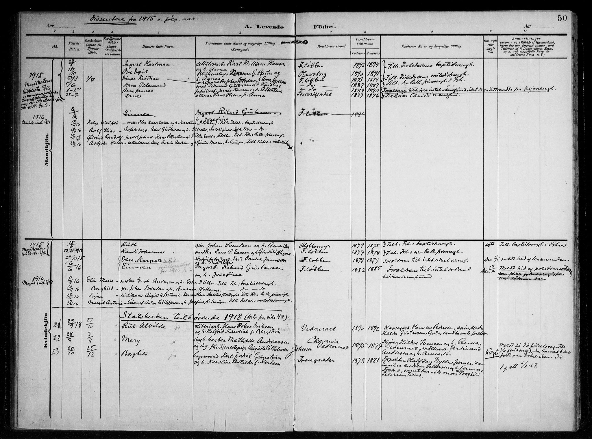 Berg prestekontor Kirkebøker, AV/SAO-A-10902/F/Fb/L0003: Parish register (official) no. II 3, 1903-1919, p. 50