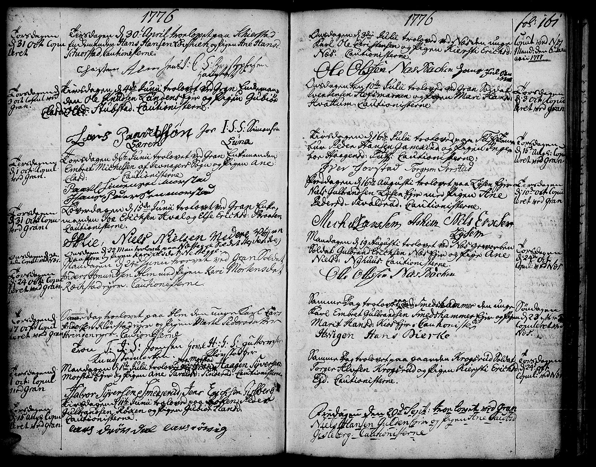 Gran prestekontor, AV/SAH-PREST-112/H/Ha/Haa/L0005: Parish register (official) no. 5, 1776-1788, p. 161