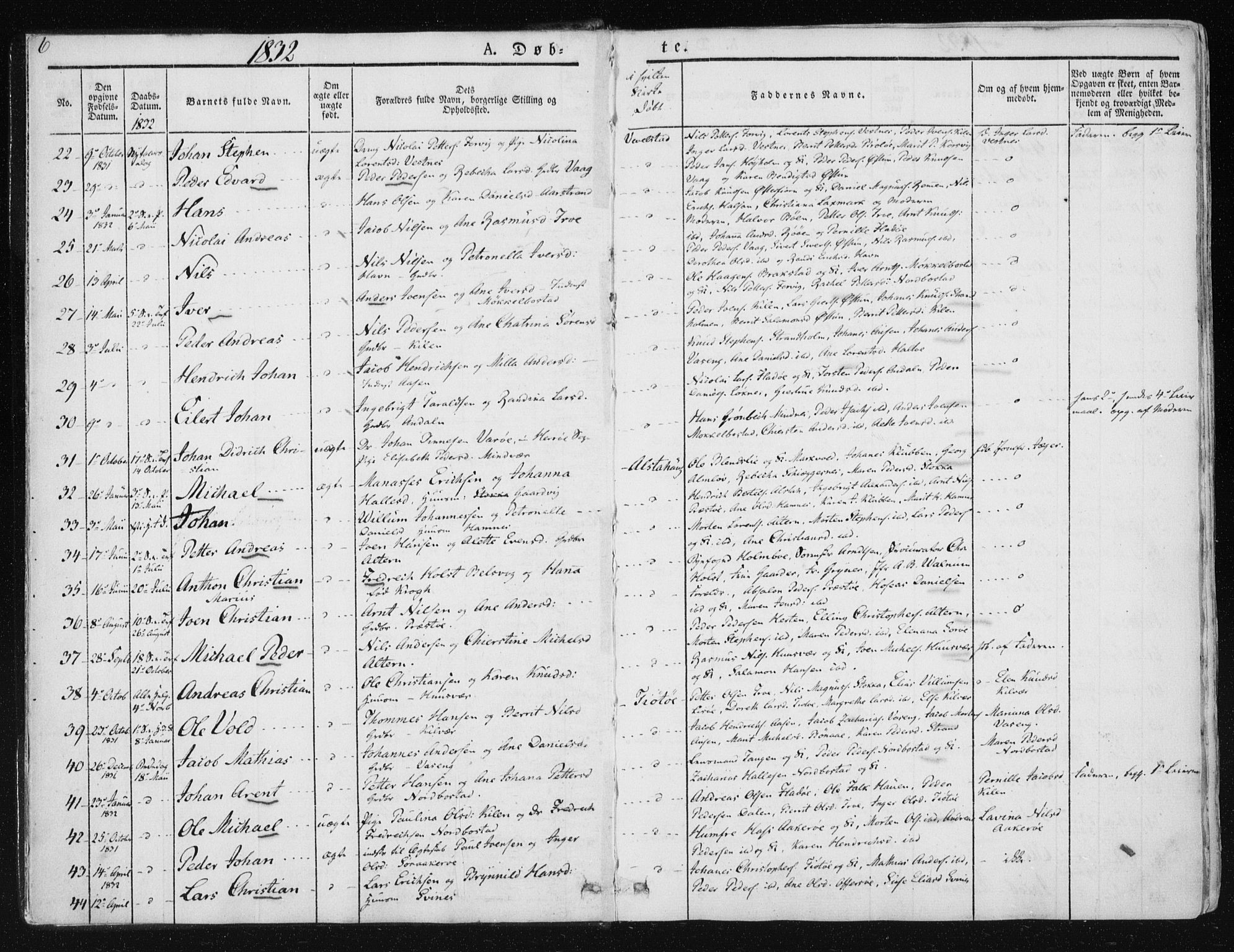 Ministerialprotokoller, klokkerbøker og fødselsregistre - Nordland, SAT/A-1459/830/L0446: Parish register (official) no. 830A10, 1831-1865, p. 6