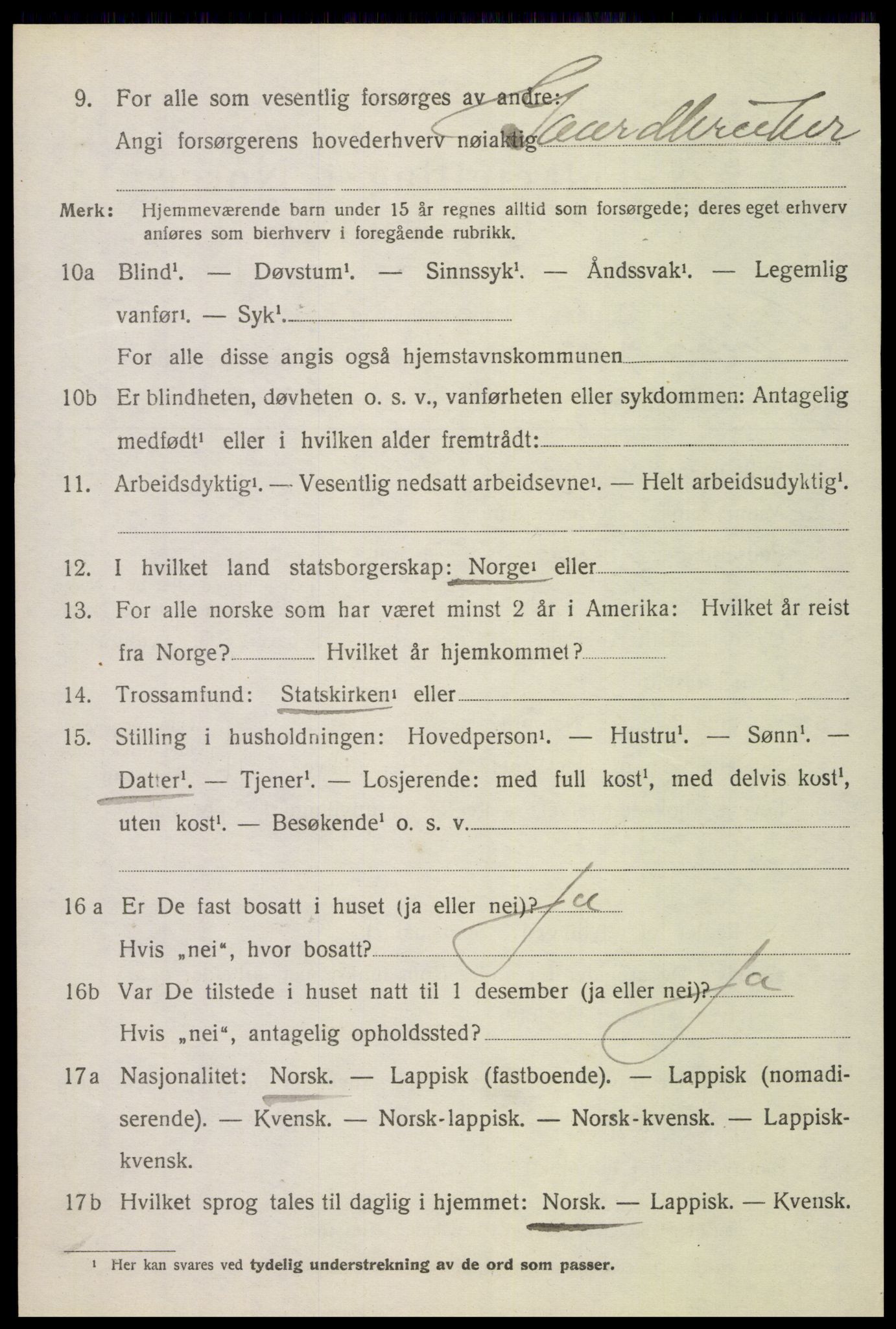 SAT, 1920 census for Vågan, 1920, p. 7952