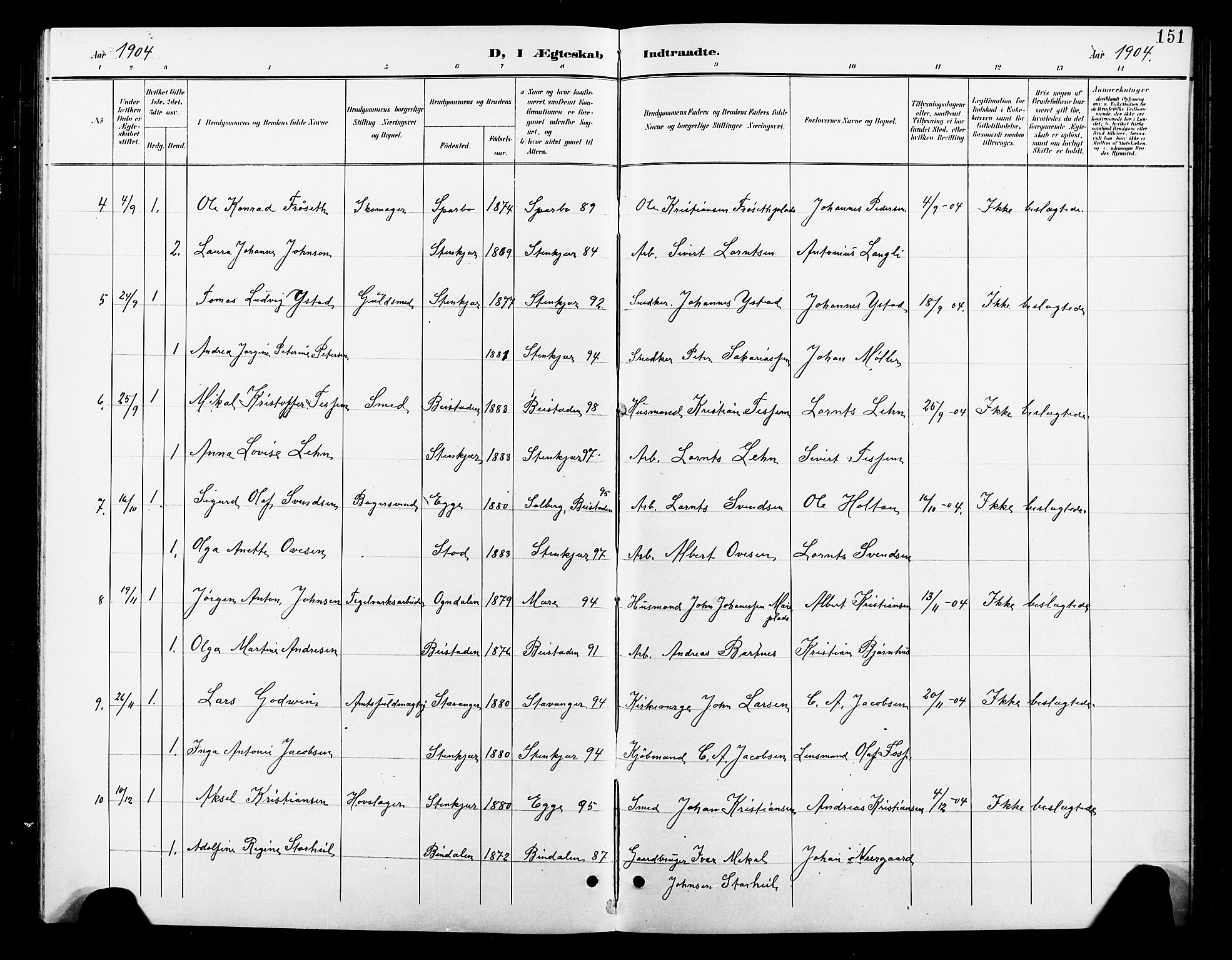 Ministerialprotokoller, klokkerbøker og fødselsregistre - Nord-Trøndelag, SAT/A-1458/739/L0375: Parish register (copy) no. 739C03, 1898-1908, p. 151