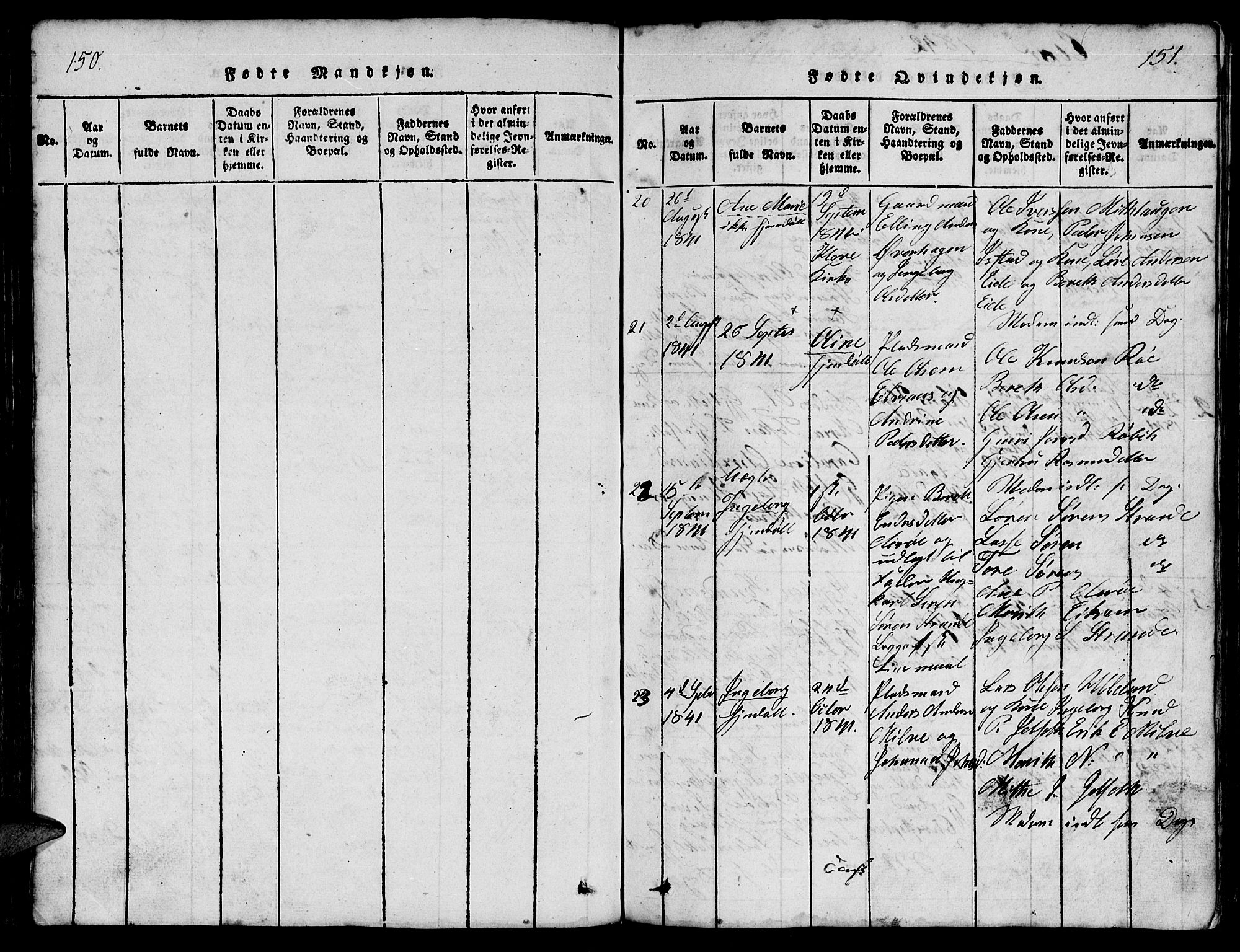 Ministerialprotokoller, klokkerbøker og fødselsregistre - Møre og Romsdal, AV/SAT-A-1454/555/L0665: Parish register (copy) no. 555C01, 1818-1868, p. 150-151