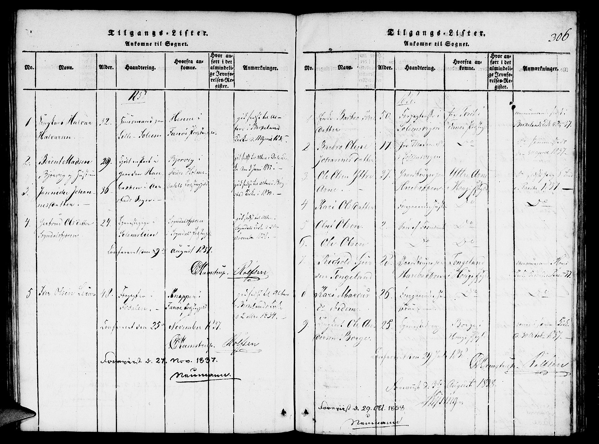 St. Jørgens hospital og Årstad sokneprestembete, AV/SAB-A-99934: Parish register (official) no. A 3, 1815-1843, p. 306