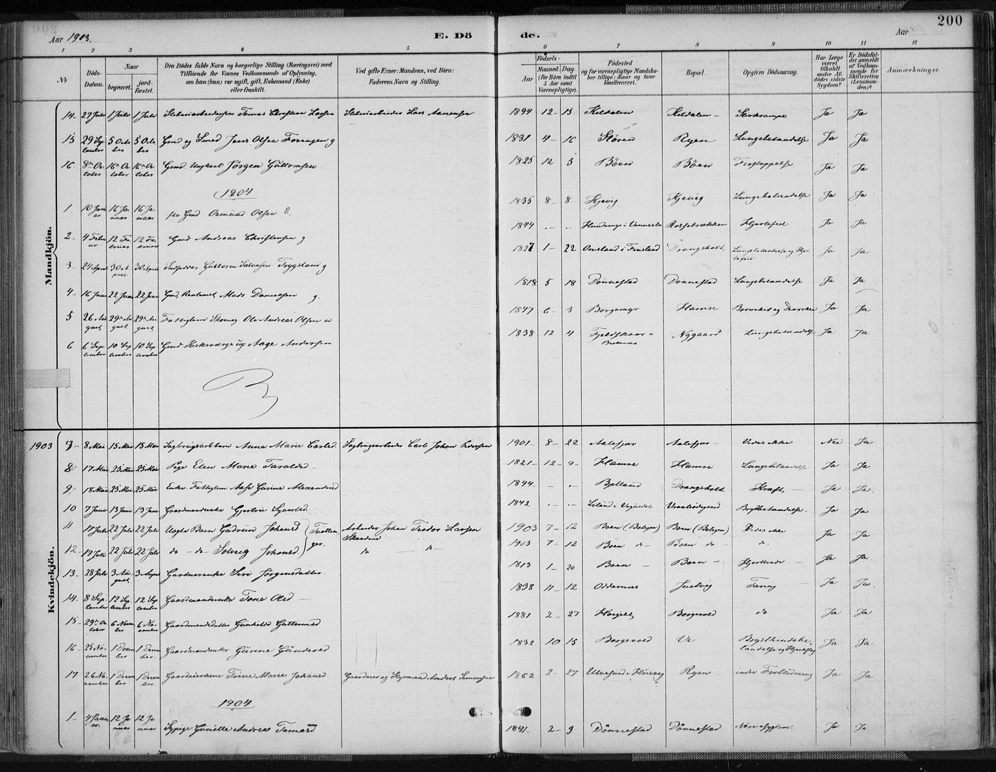 Tveit sokneprestkontor, AV/SAK-1111-0043/F/Fa/L0007: Parish register (official) no. A 7, 1887-1908, p. 200