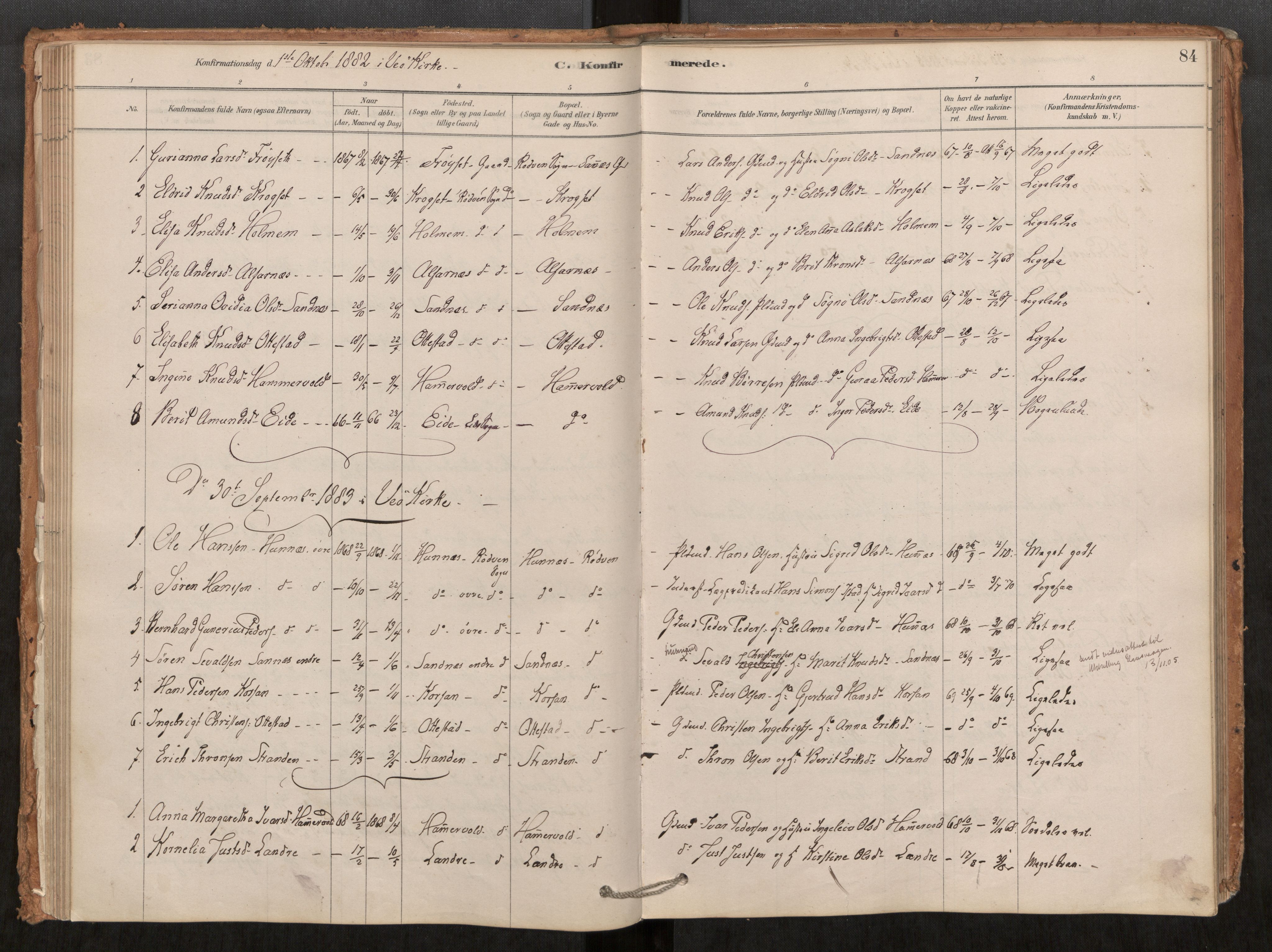 Ministerialprotokoller, klokkerbøker og fødselsregistre - Møre og Romsdal, SAT/A-1454/548/L0615: Parish register (official) no. 548A02, 1878-1906, p. 84