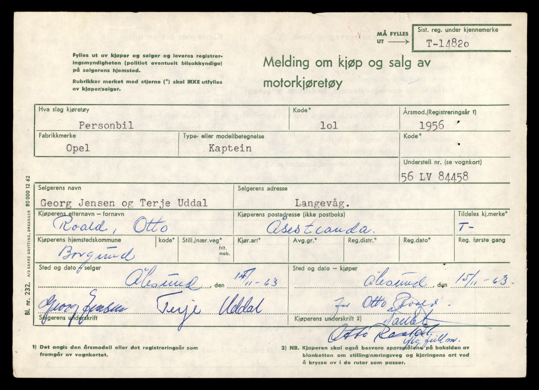 Møre og Romsdal vegkontor - Ålesund trafikkstasjon, AV/SAT-A-4099/F/Fe/L0048: Registreringskort for kjøretøy T 14721 - T 14863, 1927-1998, p. 2245