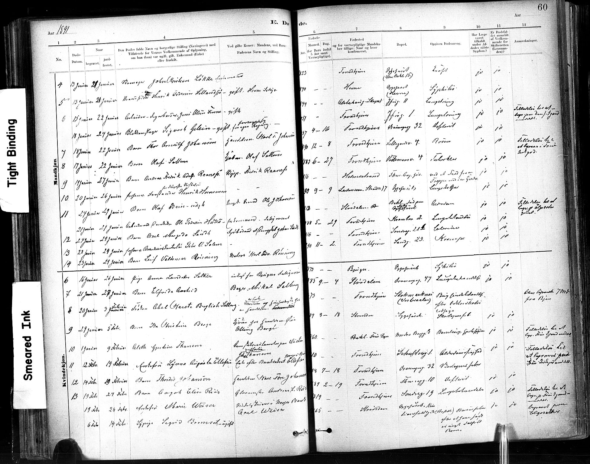 Ministerialprotokoller, klokkerbøker og fødselsregistre - Sør-Trøndelag, SAT/A-1456/602/L0120: Parish register (official) no. 602A18, 1880-1913, p. 60