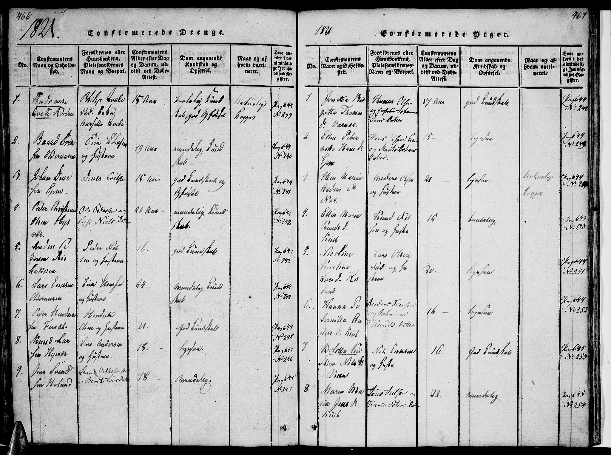 Ministerialprotokoller, klokkerbøker og fødselsregistre - Nordland, AV/SAT-A-1459/816/L0239: Parish register (official) no. 816A05, 1820-1845, p. 466-467