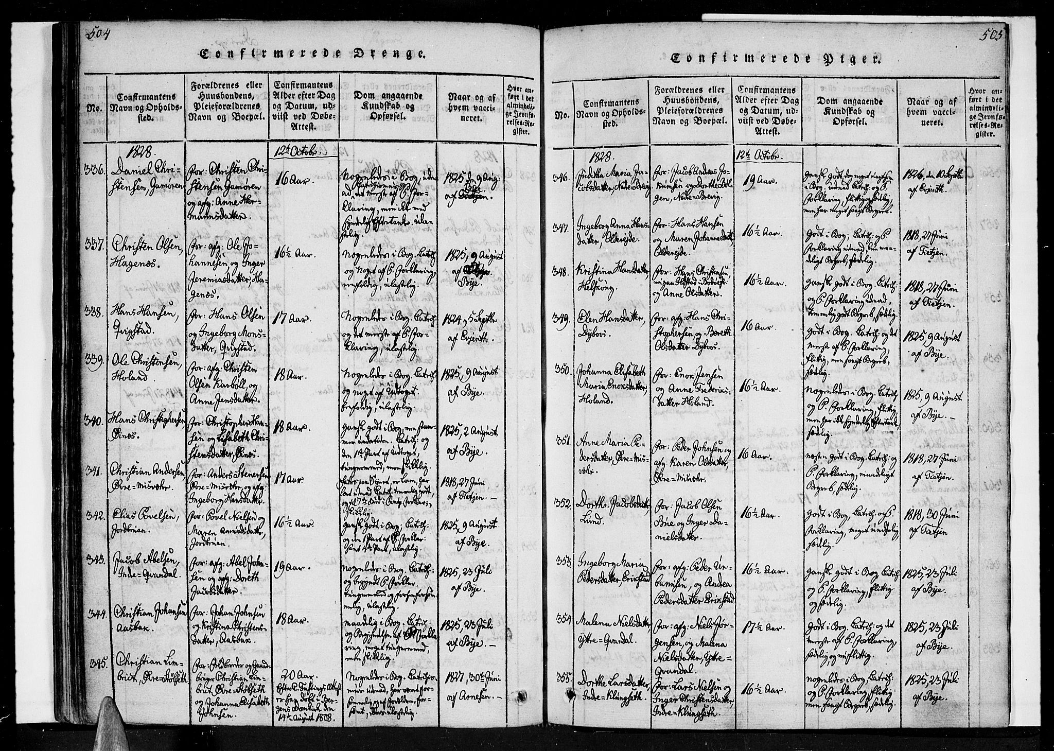 Ministerialprotokoller, klokkerbøker og fødselsregistre - Nordland, SAT/A-1459/852/L0736: Parish register (official) no. 852A06, 1820-1833, p. 504-505