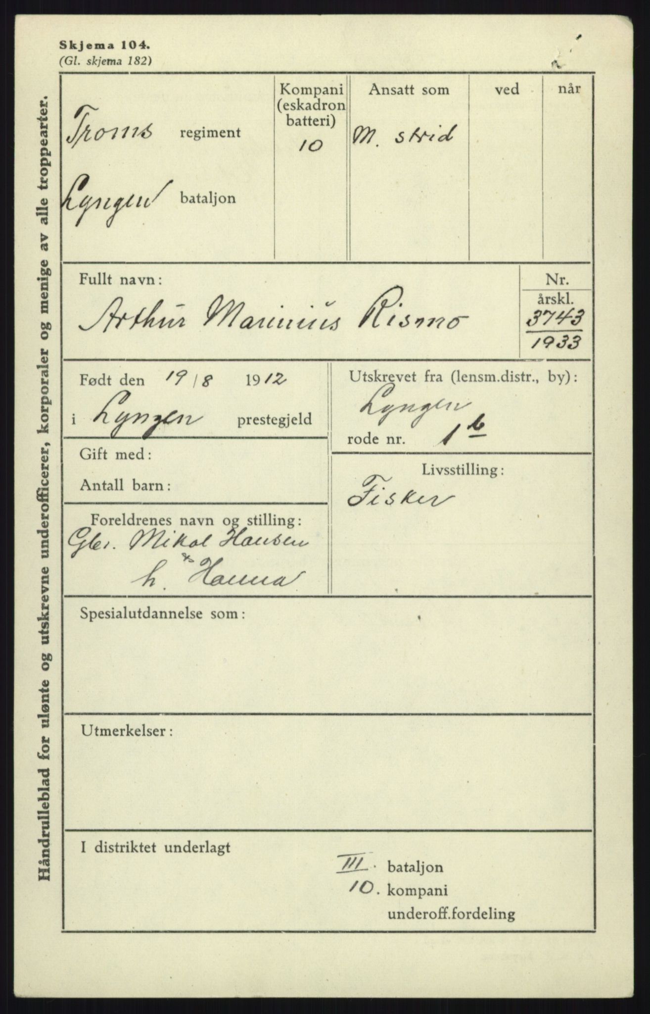 Forsvaret, Troms infanteriregiment nr. 16, AV/RA-RAFA-3146/P/Pa/L0017: Rulleblad for regimentets menige mannskaper, årsklasse 1933, 1933, p. 1095