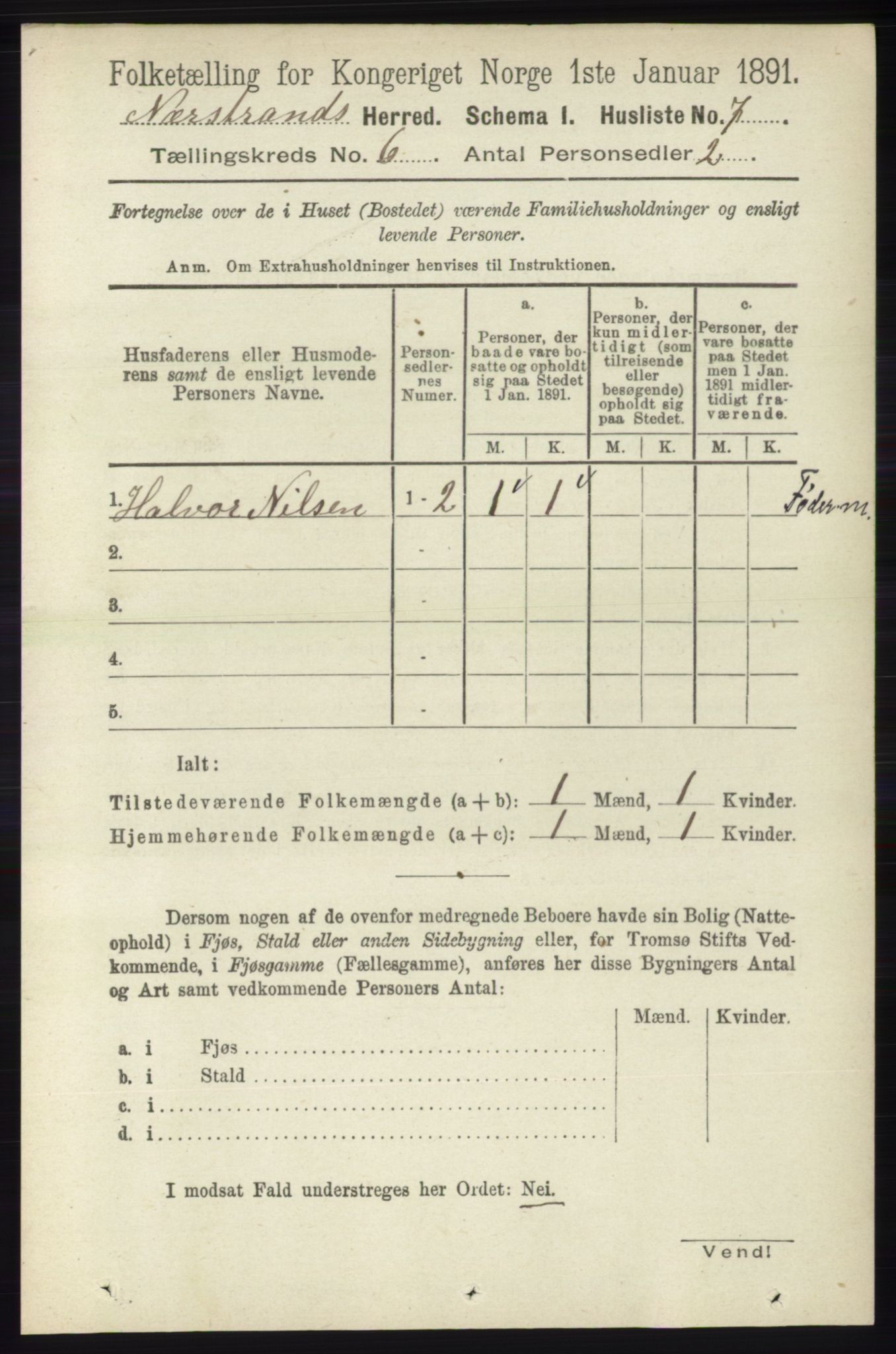 RA, 1891 census for 1139 Nedstrand, 1891, p. 1004