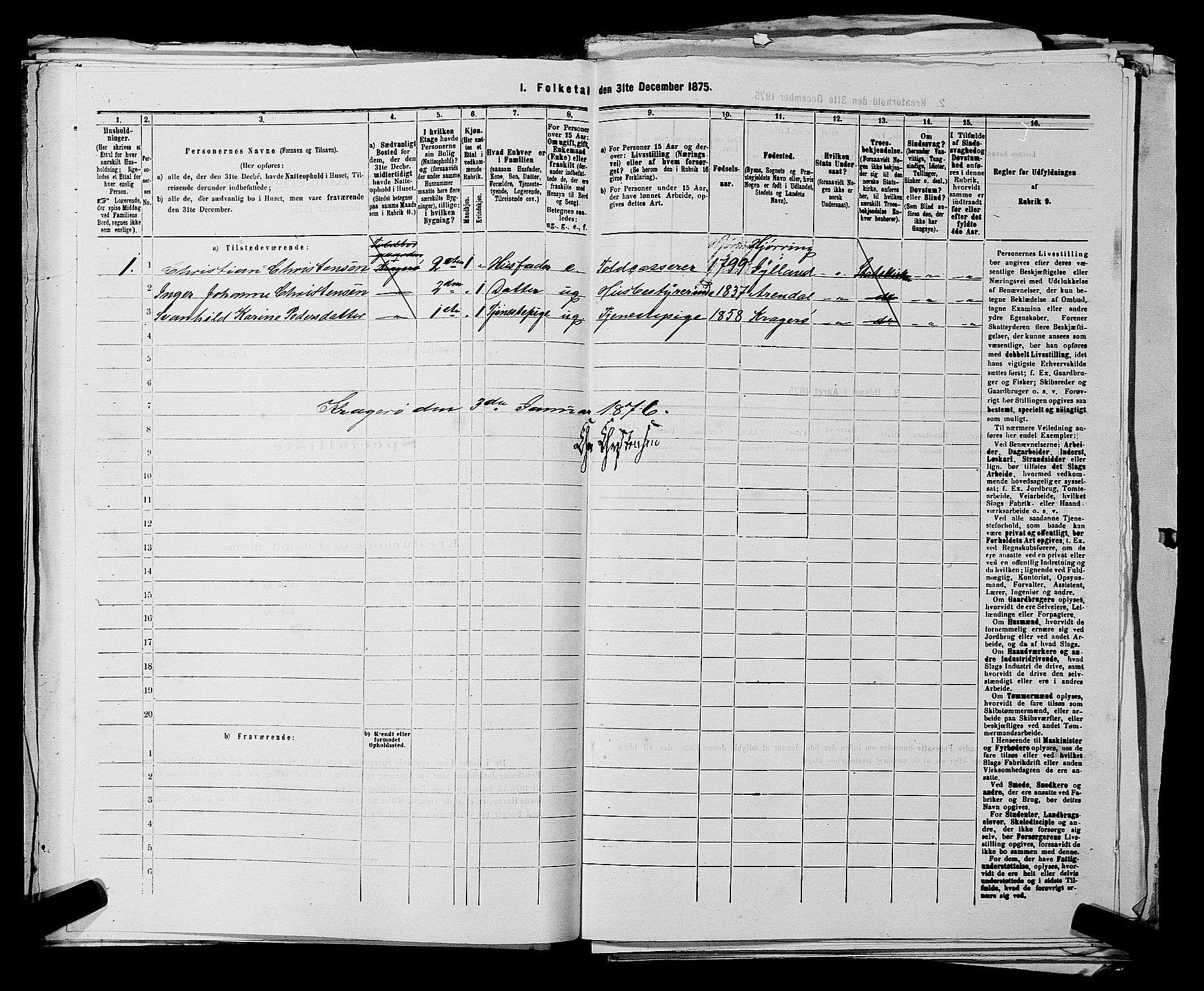 SAKO, 1875 census for 0801P Kragerø, 1875, p. 107