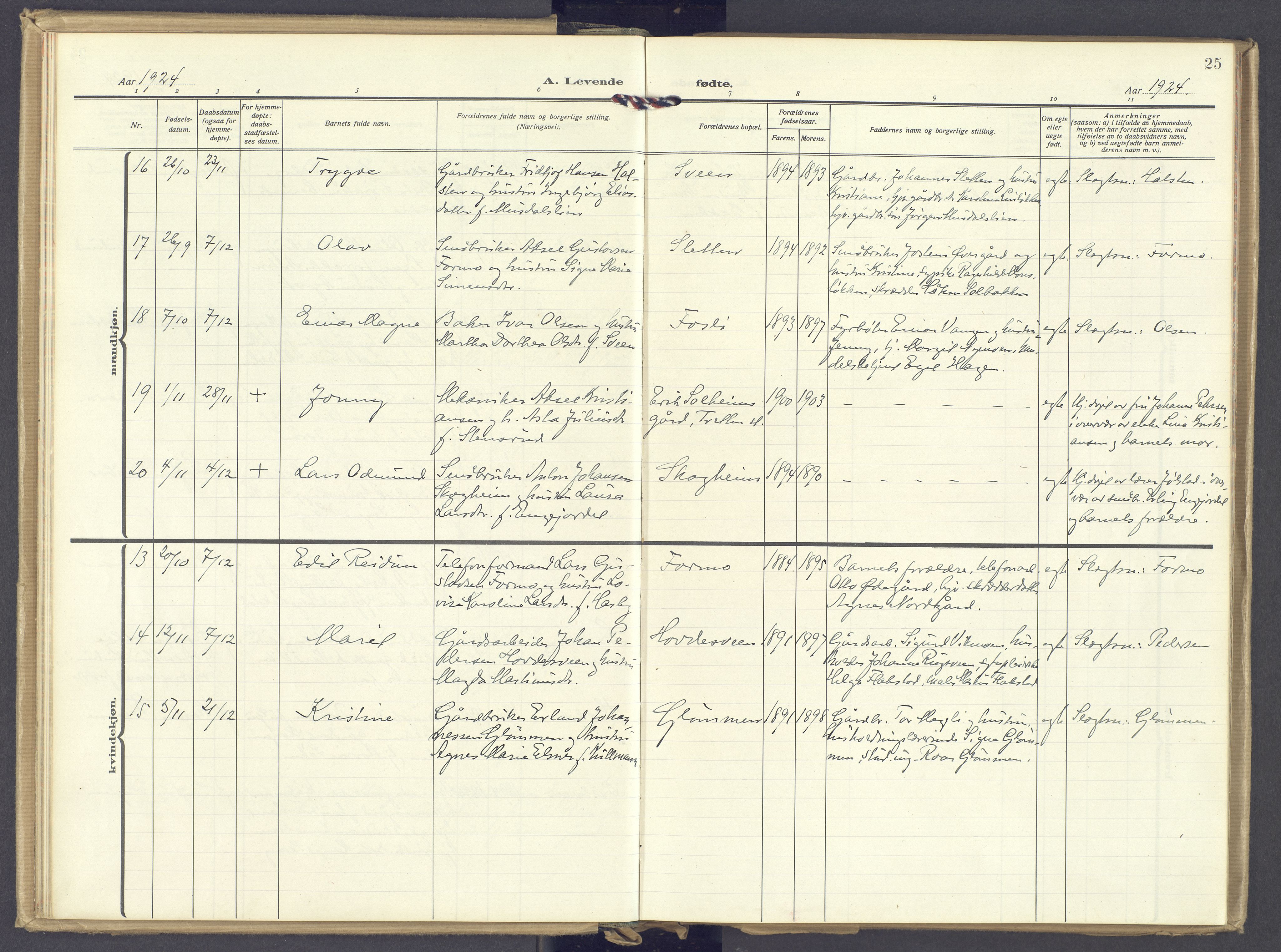 Øyer prestekontor, AV/SAH-PREST-084/H/Ha/Haa/L0014: Parish register (official) no. 14, 1919-1932, p. 25