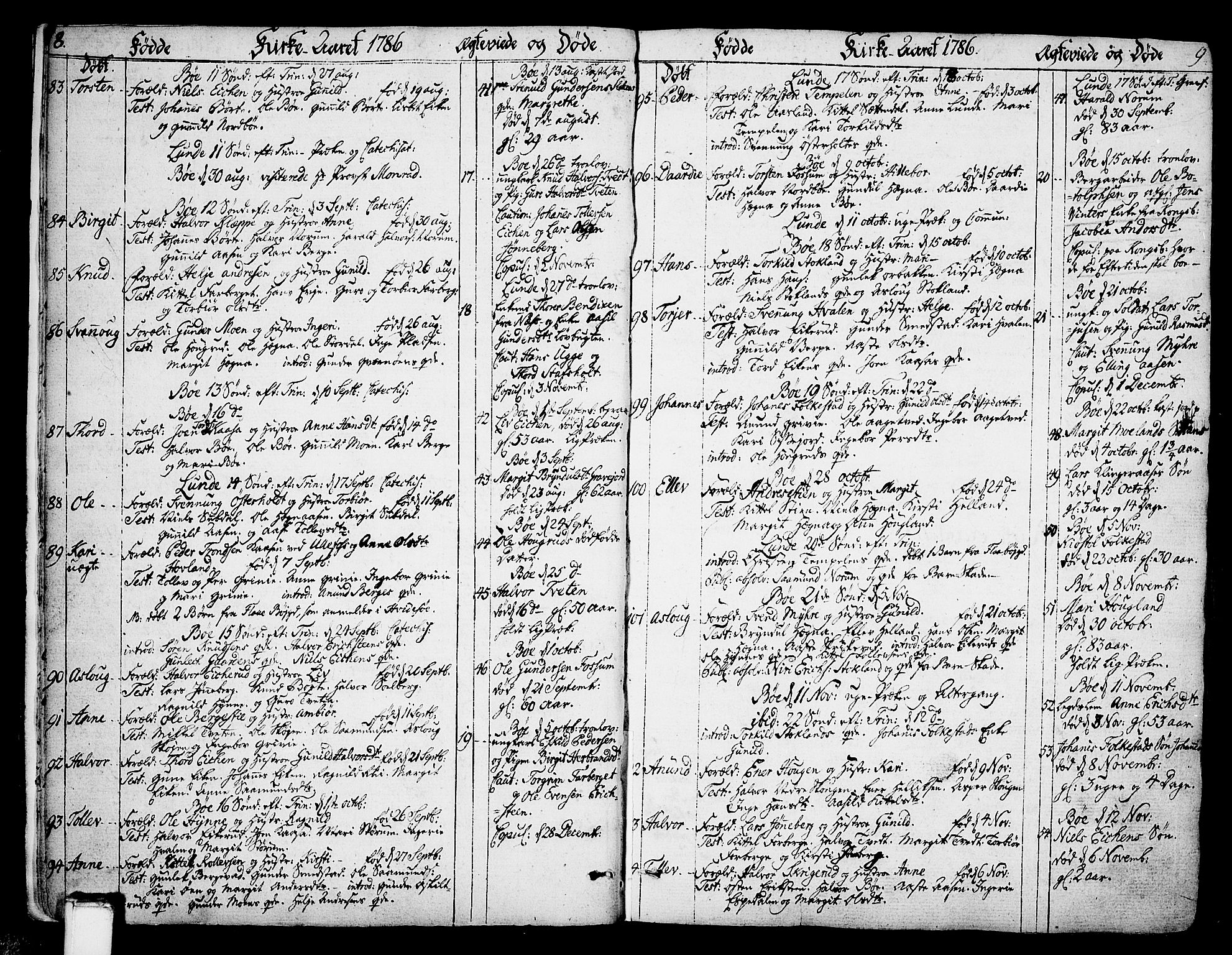 Bø kirkebøker, SAKO/A-257/F/Fa/L0005: Parish register (official) no. 5, 1785-1815, p. 8-9