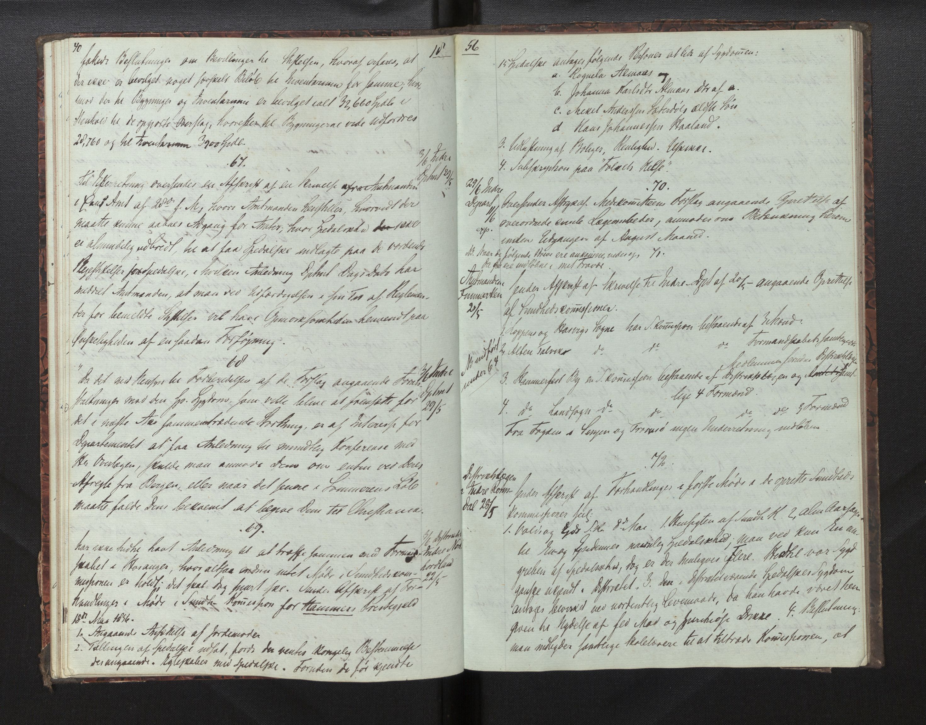 Lepraarkiver - Overlegen for den spedalske sykdom, AV/SAB-A-61001/B.c/L0001: Journal, 1854-1859, p. 40-41
