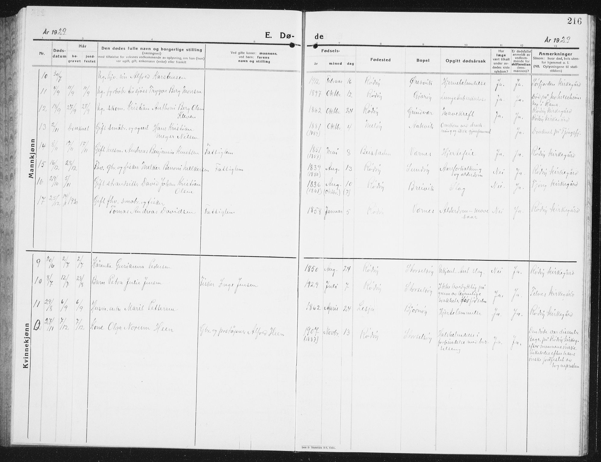 Ministerialprotokoller, klokkerbøker og fødselsregistre - Nordland, AV/SAT-A-1459/841/L0622: Parish register (copy) no. 841C06, 1924-1942, p. 216