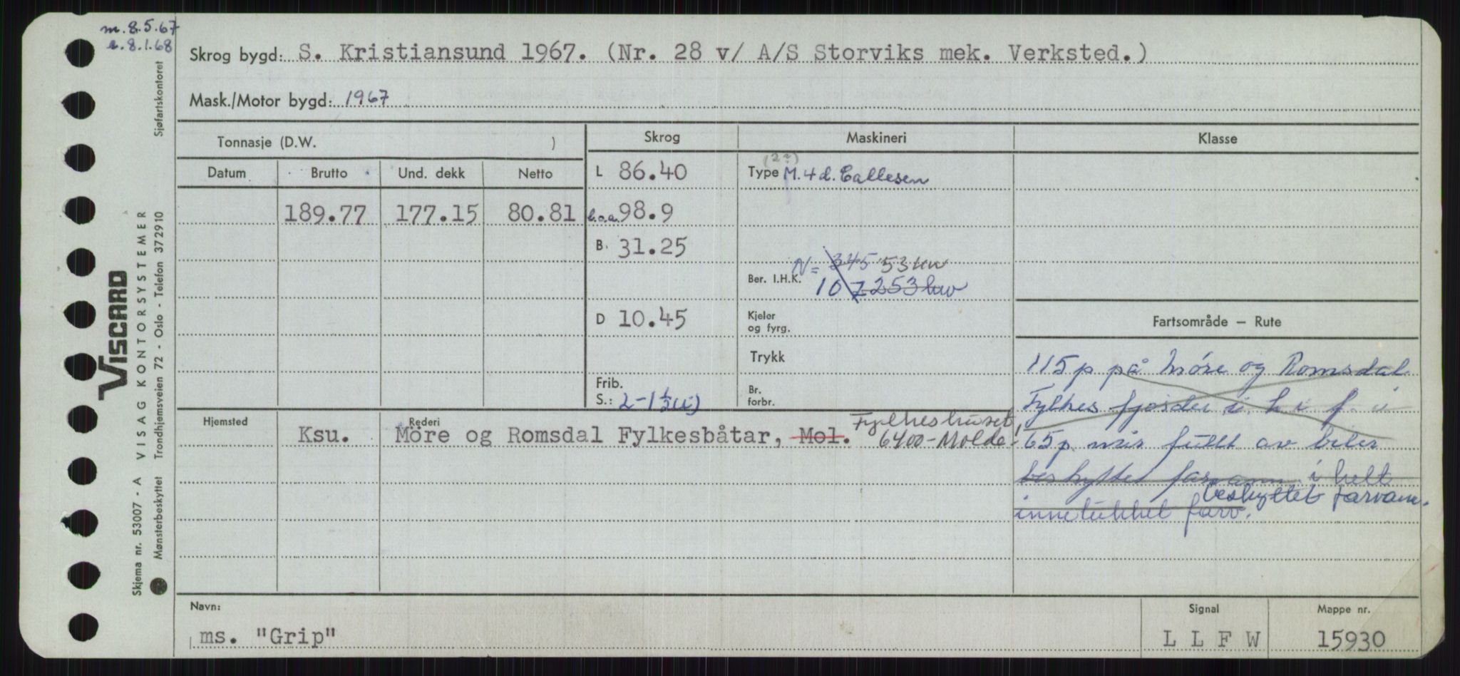 Sjøfartsdirektoratet med forløpere, Skipsmålingen, AV/RA-S-1627/H/Ha/L0002/0002: Fartøy, Eik-Hill / Fartøy, G-Hill, p. 269