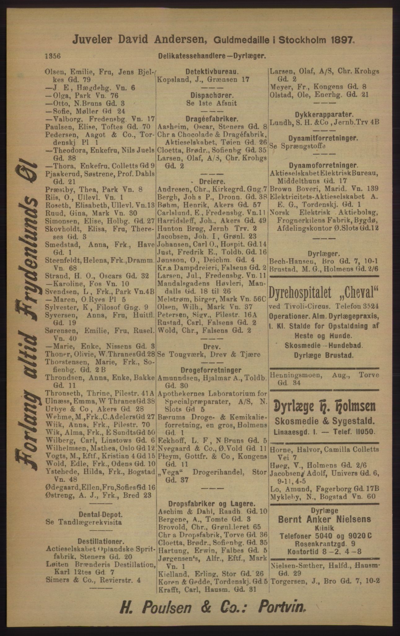 Kristiania/Oslo adressebok, PUBL/-, 1905, p. 1356