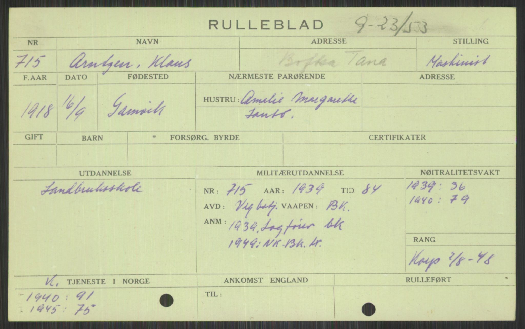 Forsvaret, Varanger bataljon, AV/RA-RAFA-2258/1/D/L0442: Rulleblad for fødte 1918-1919, 1918-1919, p. 23