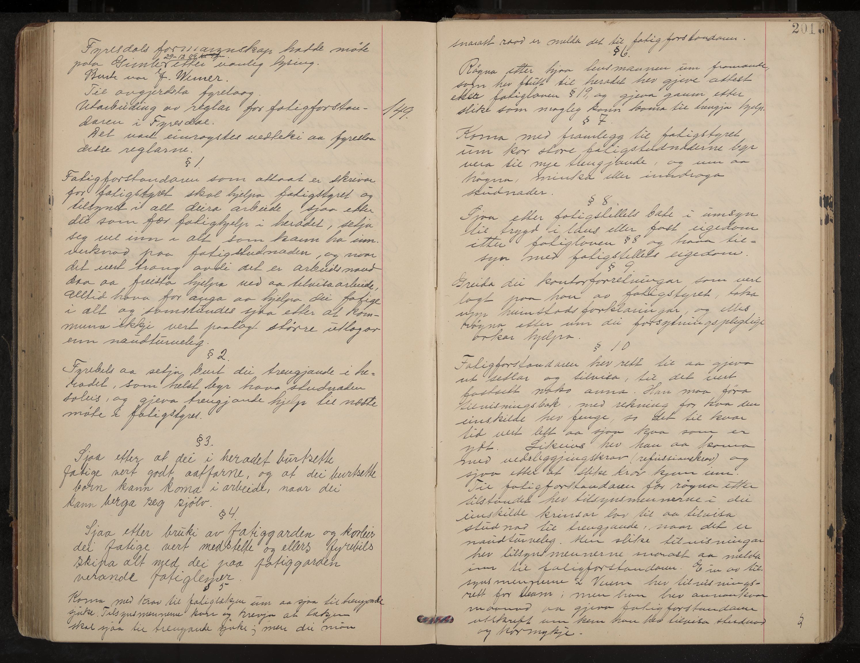 Fyresdal formannskap og sentraladministrasjon, IKAK/0831021-1/Aa/L0004: Møtebok, 1903-1911, p. 201