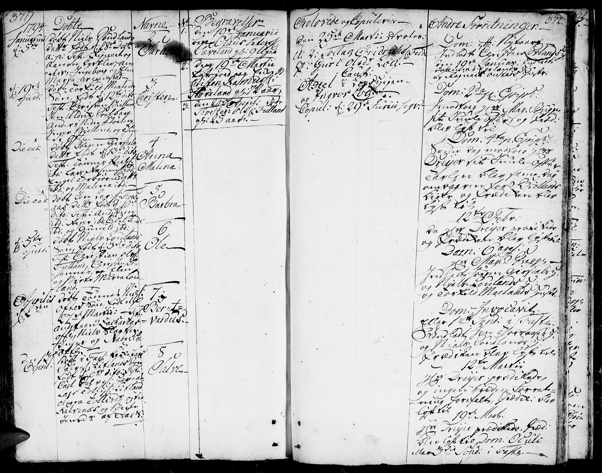 Herad sokneprestkontor, AV/SAK-1111-0018/F/Fa/Faa/L0001: Parish register (official) no. A 1 /1, 1768-1799, p. 371-372