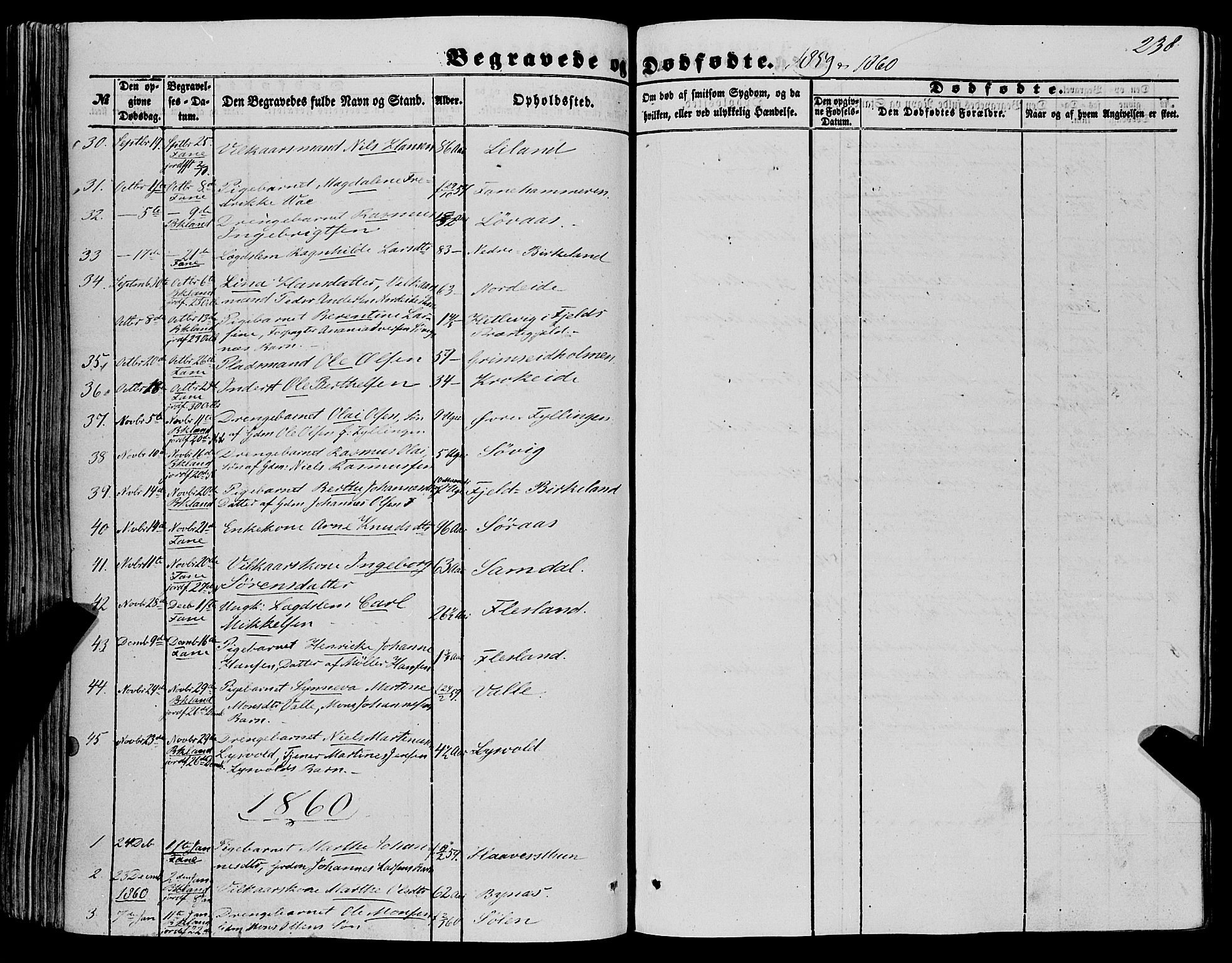 Fana Sokneprestembete, SAB/A-75101/H/Haa/Haaa/L0011: Parish register (official) no. A 11, 1851-1862, p. 238