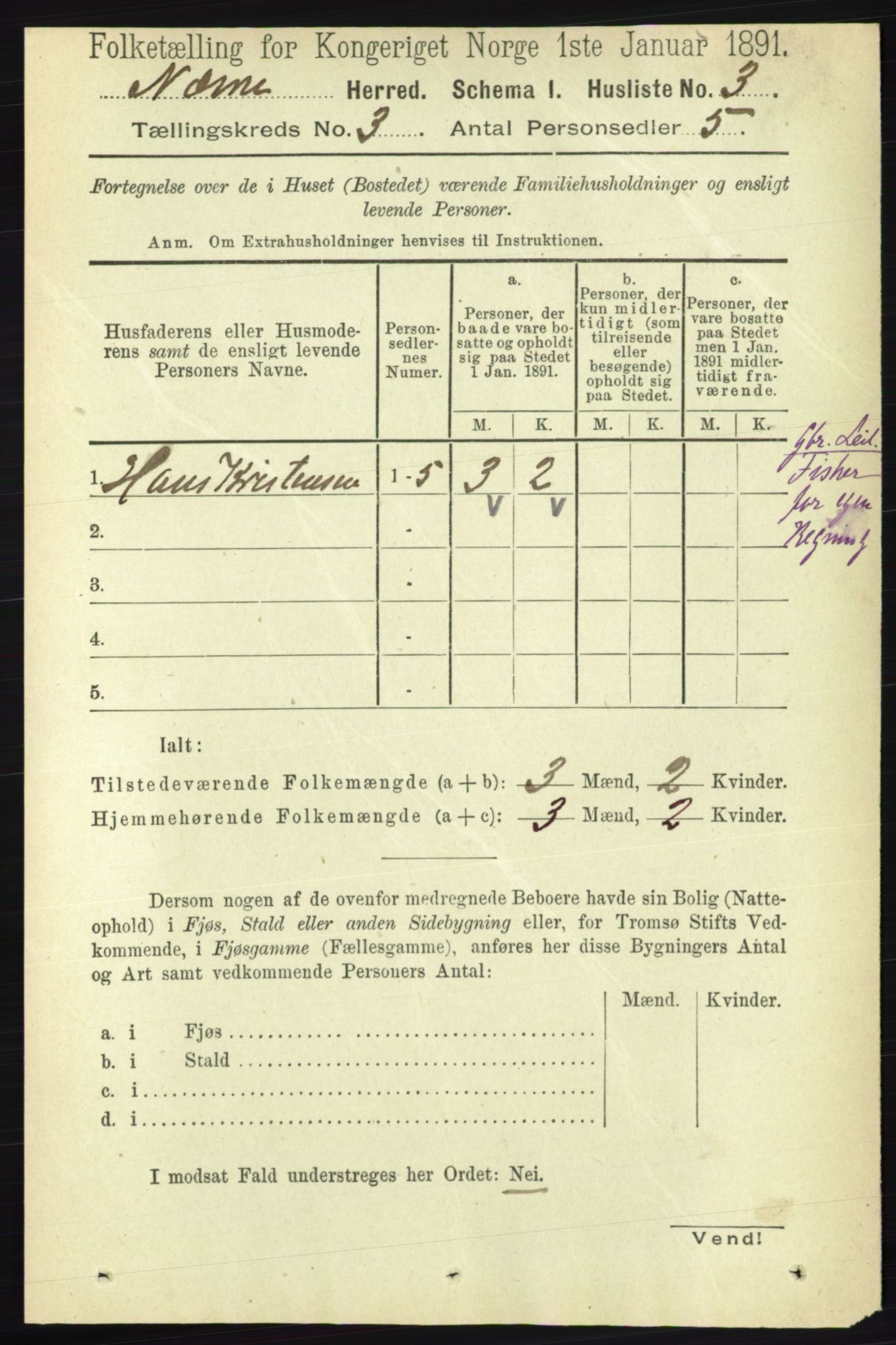 RA, 1891 census for 1828 Nesna, 1891, p. 1406