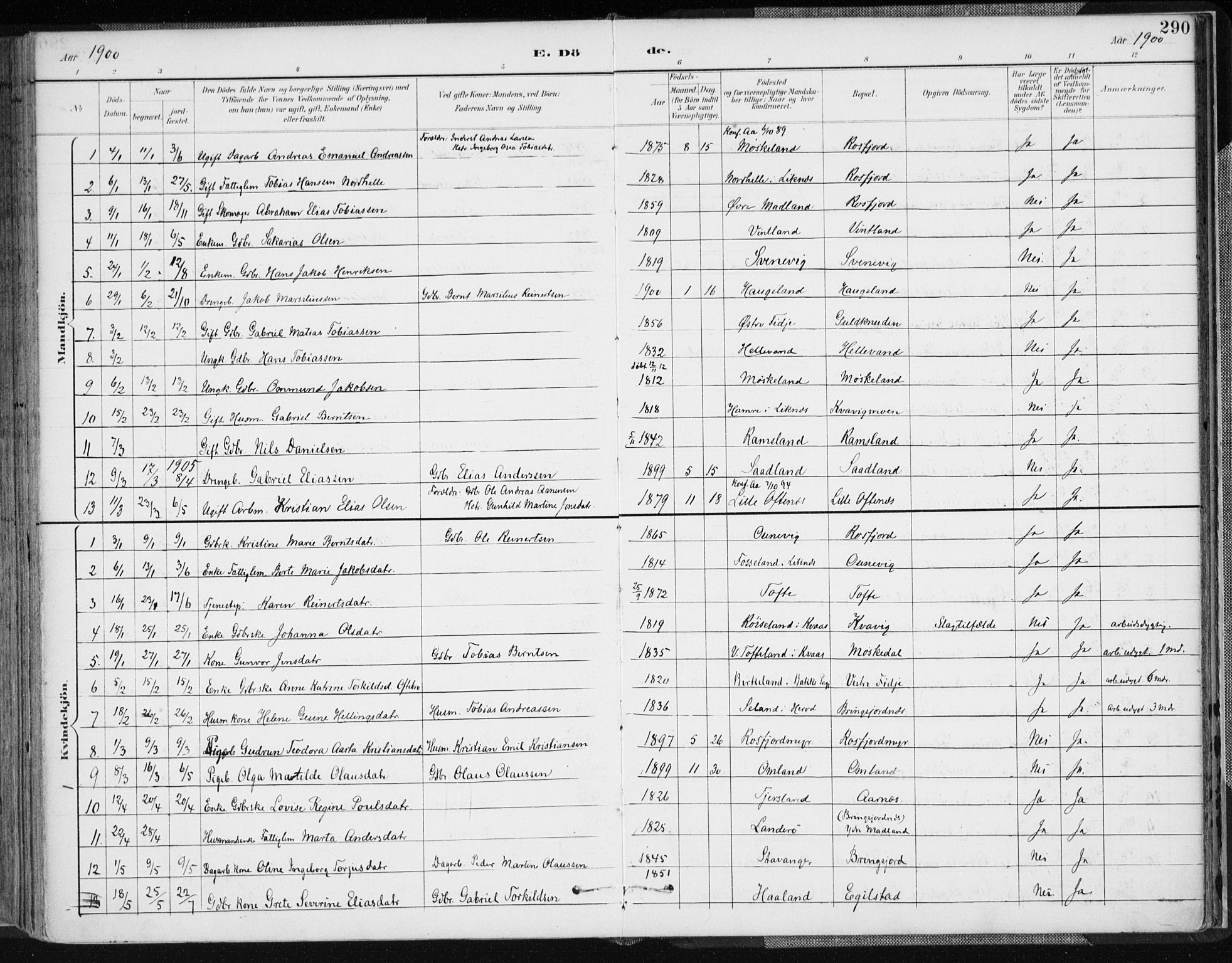 Lyngdal sokneprestkontor, AV/SAK-1111-0029/F/Fa/Fac/L0012: Parish register (official) no. A 12, 1894-1918, p. 290