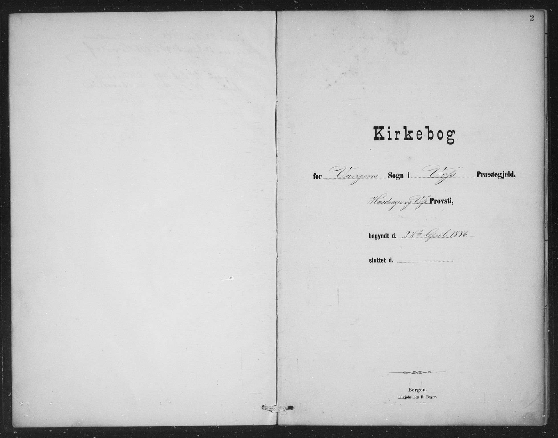 Voss sokneprestembete, SAB/A-79001/H/Hab: Parish register (copy) no. C 1, 1886-1899, p. 2