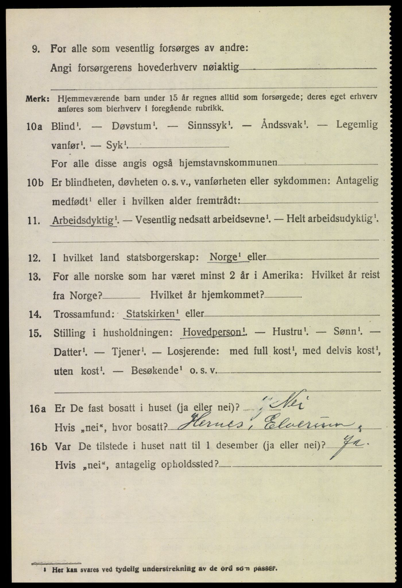 SAH, 1920 census for Trysil, 1920, p. 16104