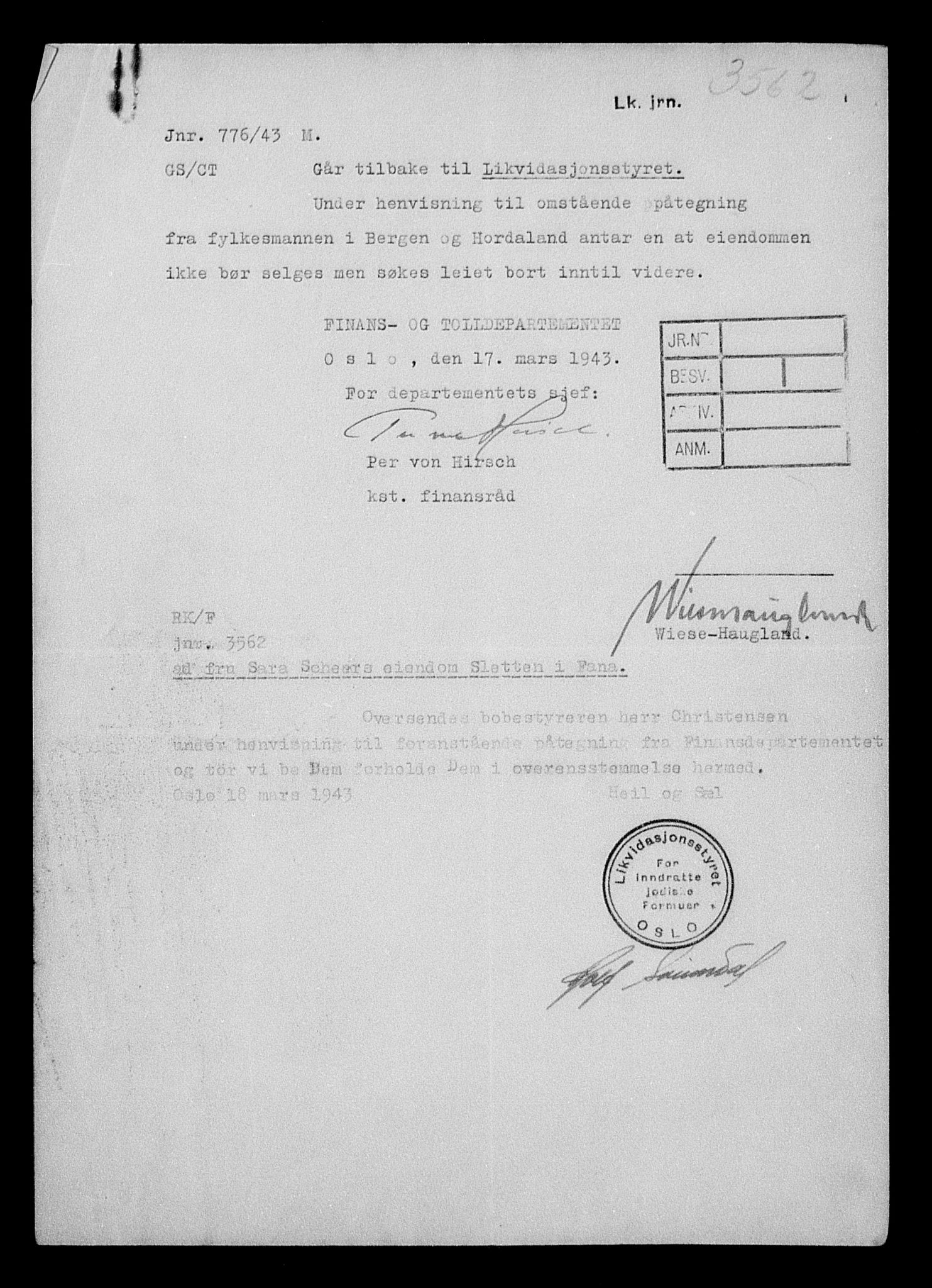 Justisdepartementet, Tilbakeføringskontoret for inndratte formuer, AV/RA-S-1564/H/Hc/Hcd/L0997: --, 1945-1947, p. 32