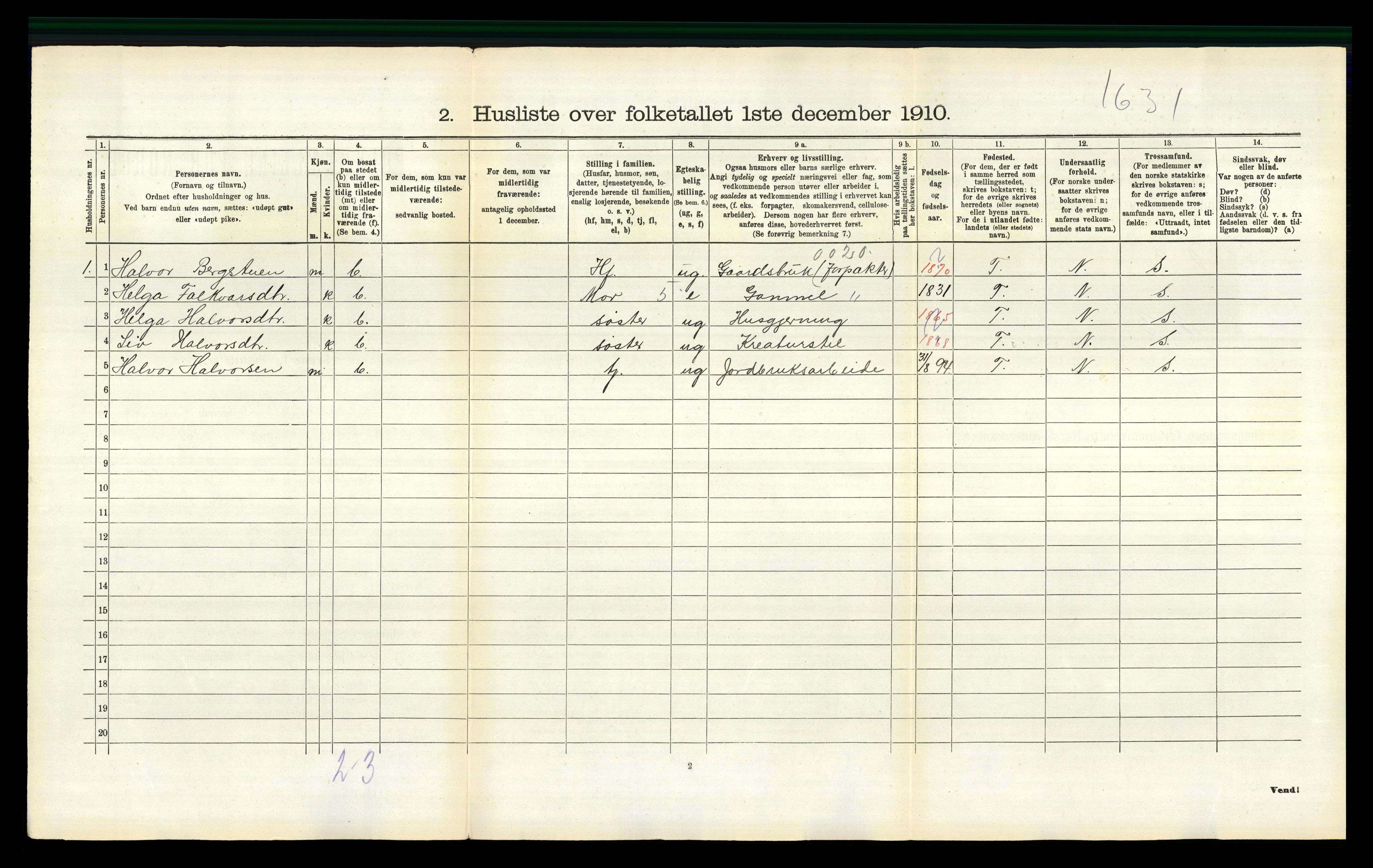 RA, 1910 census for Hjartdal, 1910, p. 665