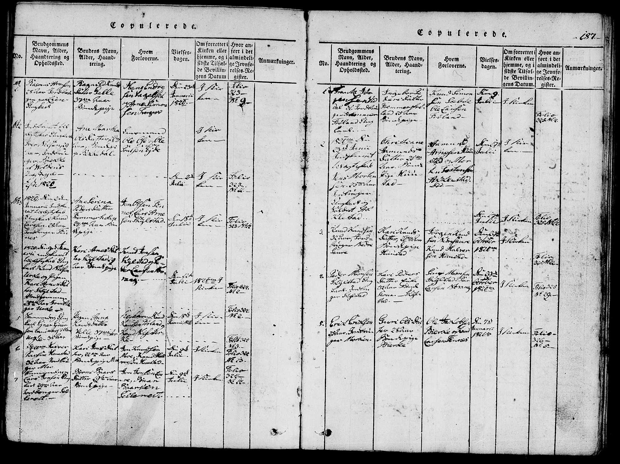 Ministerialprotokoller, klokkerbøker og fødselsregistre - Møre og Romsdal, SAT/A-1454/515/L0207: Parish register (official) no. 515A03, 1819-1829, p. 187