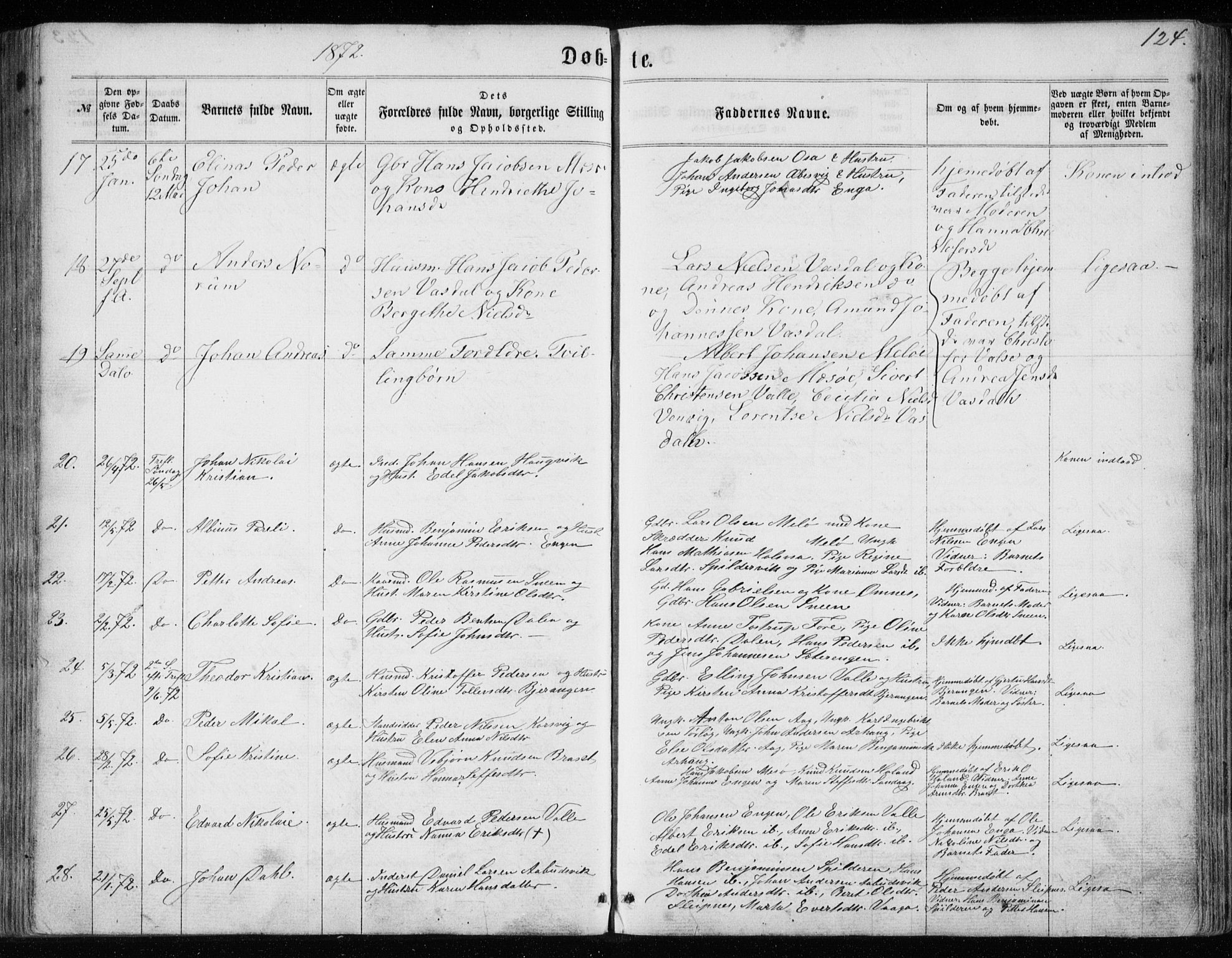 Ministerialprotokoller, klokkerbøker og fødselsregistre - Nordland, SAT/A-1459/843/L0634: Parish register (copy) no. 843C03, 1860-1884, p. 124