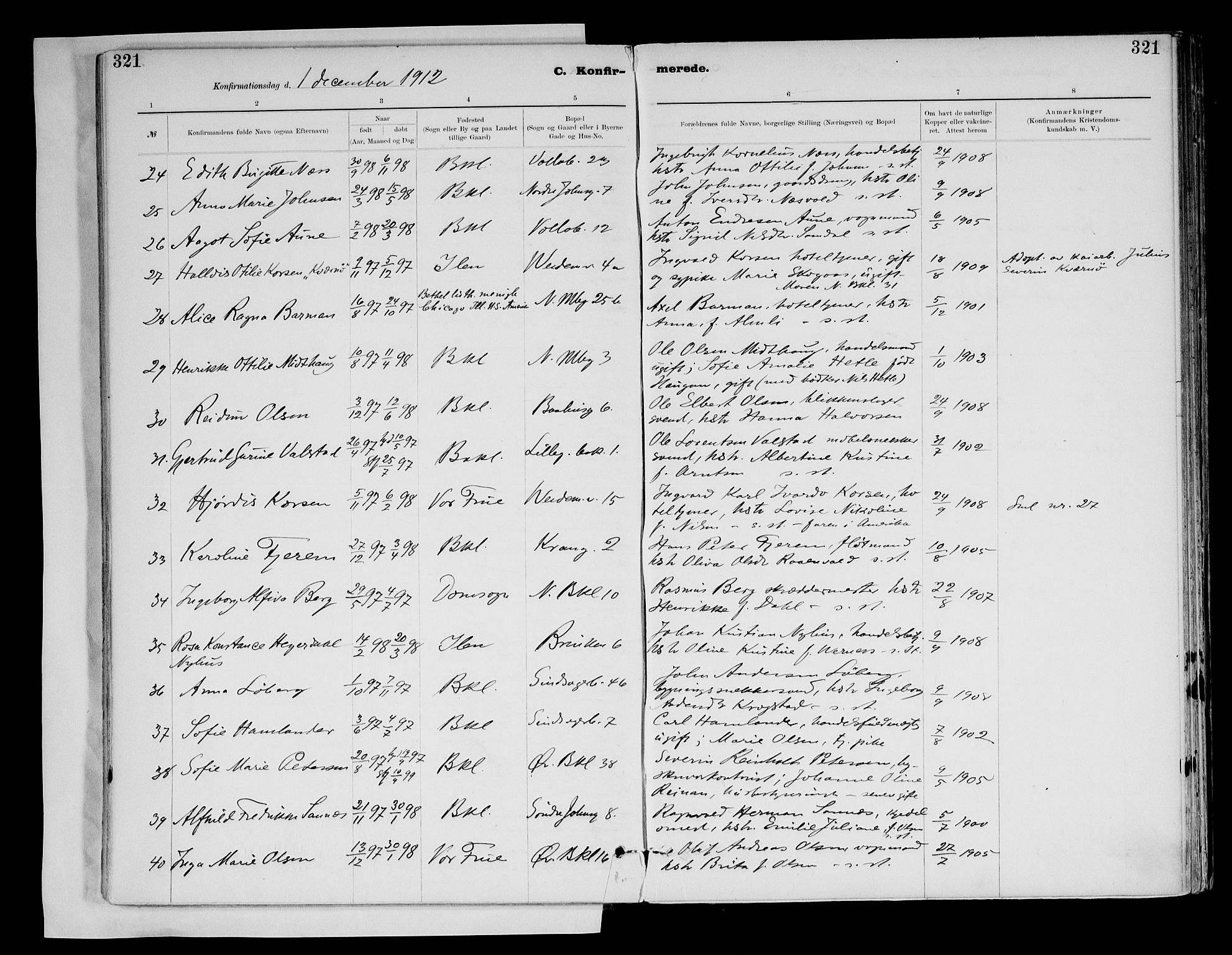 Ministerialprotokoller, klokkerbøker og fødselsregistre - Sør-Trøndelag, AV/SAT-A-1456/604/L0203: Parish register (official) no. 604A23, 1908-1916, p. 321