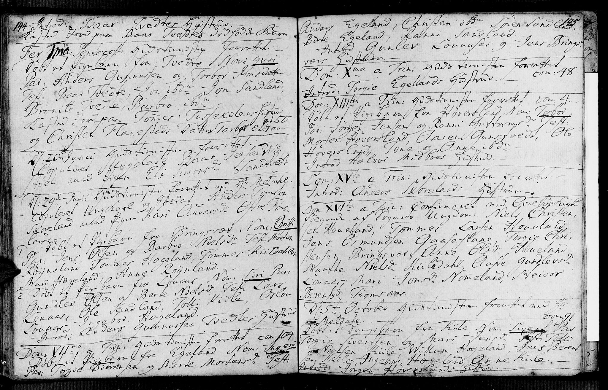 Vennesla sokneprestkontor, AV/SAK-1111-0045/Fa/Faa/L0001: Parish register (official) no. A 1, 1753-1785, p. 144-145