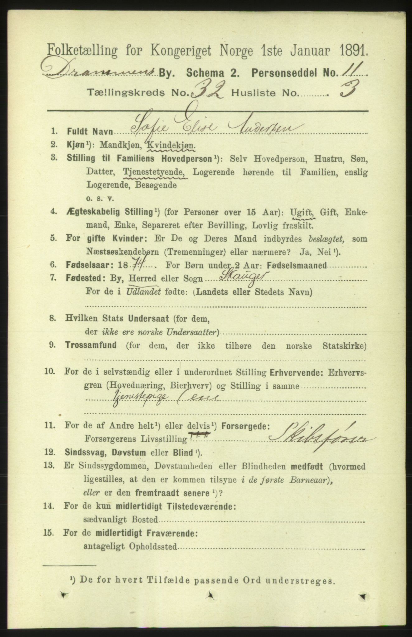 RA, 1891 census for 0602 Drammen, 1891, p. 19297