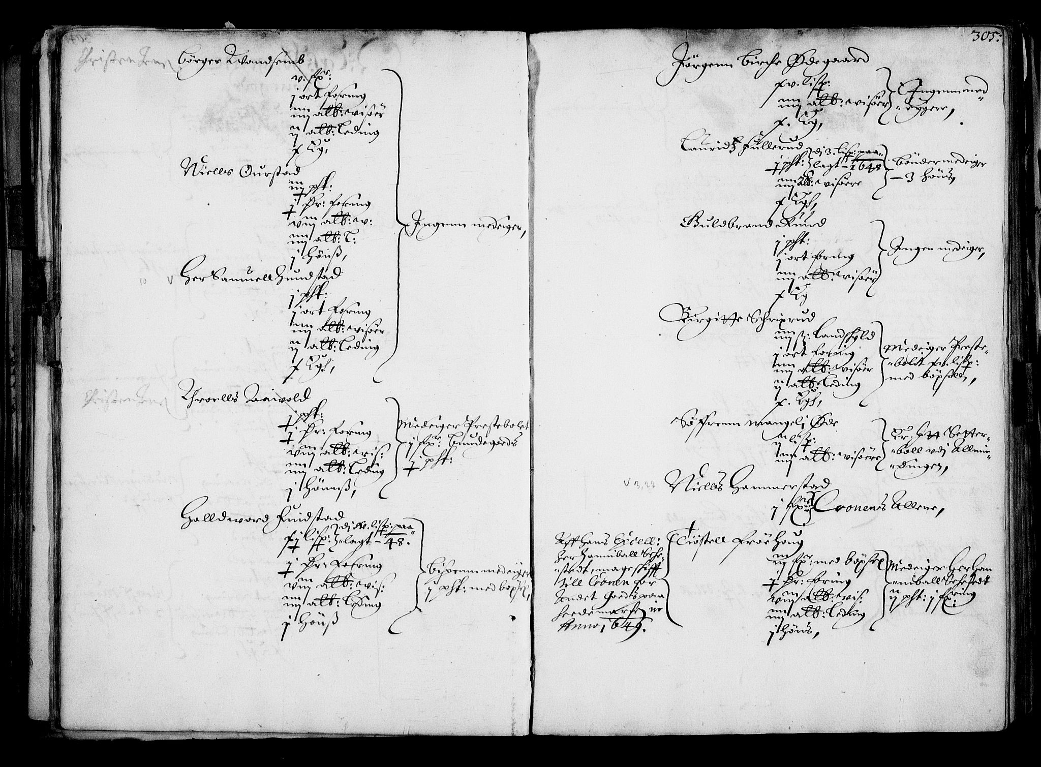 Rentekammeret inntil 1814, Realistisk ordnet avdeling, AV/RA-EA-4070/N/Na/L0001: [XI f]: Akershus stifts jordebok, 1652, p. 304b-305a