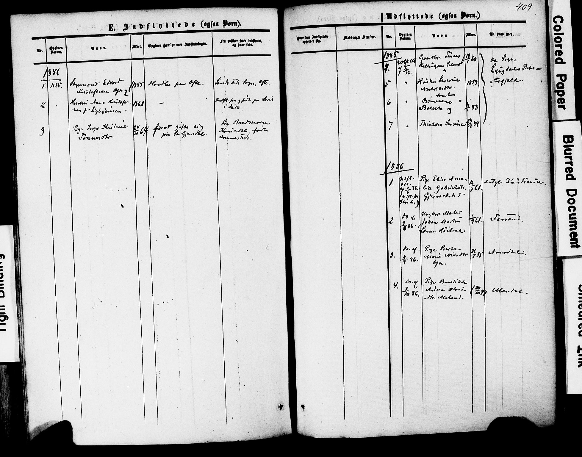 Herad sokneprestkontor, SAK/1111-0018/F/Fa/Faa/L0005: Parish register (official) no. A 5, 1853-1886, p. 409