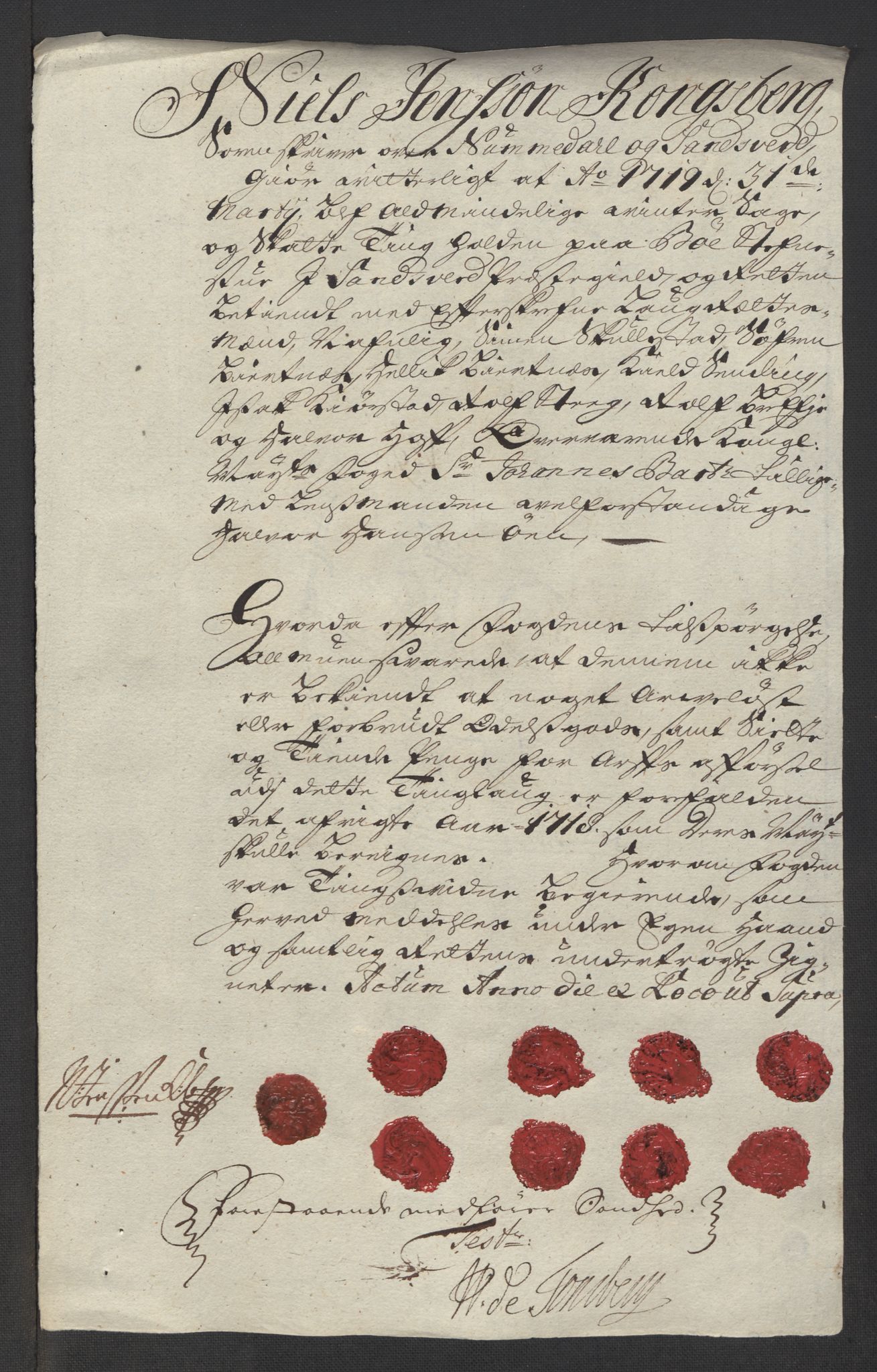 Rentekammeret inntil 1814, Reviderte regnskaper, Fogderegnskap, RA/EA-4092/R24/L1594: Fogderegnskap Numedal og Sandsvær, 1718, p. 284