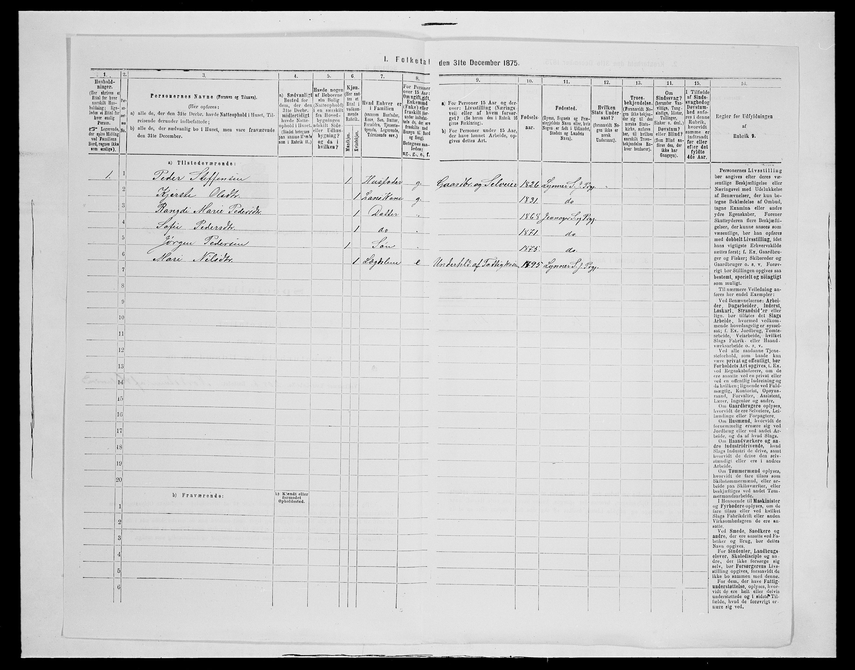 SAH, 1875 census for 0532P Jevnaker, 1875, p. 1186
