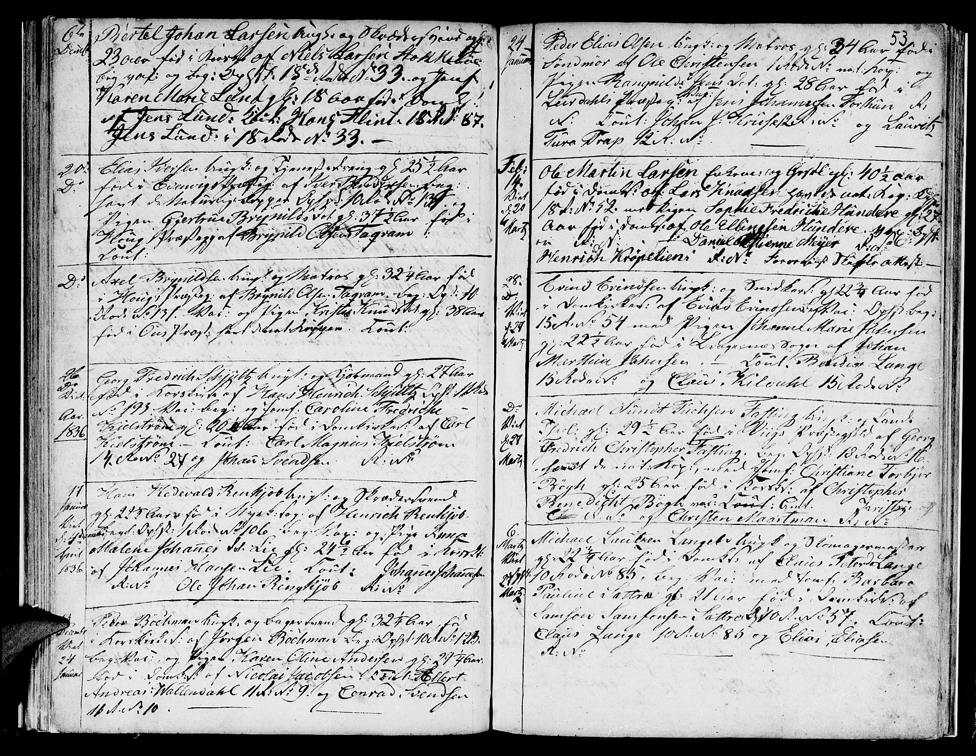 Domkirken sokneprestembete, SAB/A-74801/H/Hab/L0003: Parish register (copy) no. A 3, 1820-1853, p. 53
