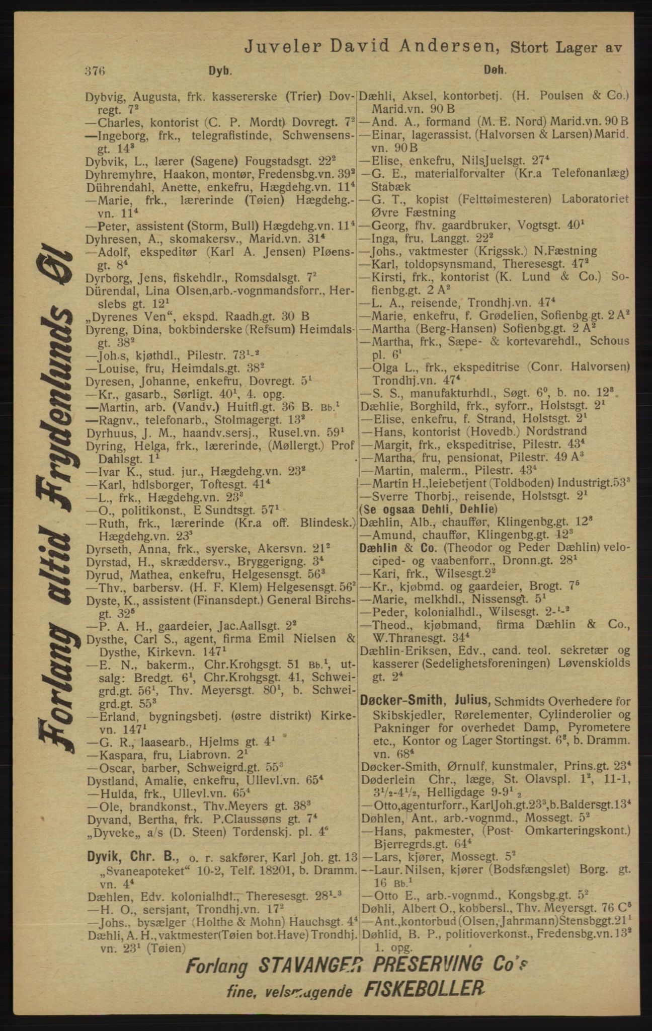 Kristiania/Oslo adressebok, PUBL/-, 1913, p. 388