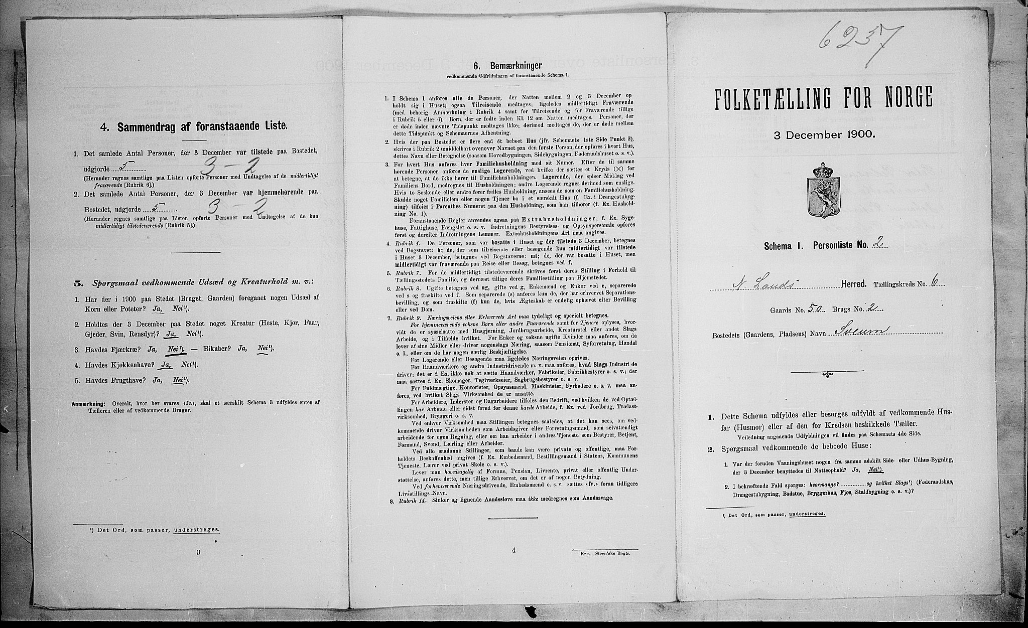 SAH, 1900 census for Nordre Land, 1900, p. 704