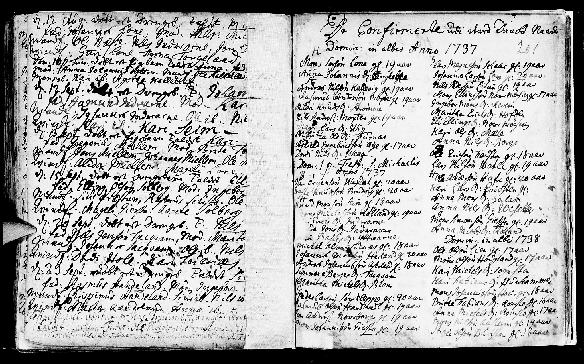 Haus sokneprestembete, SAB/A-75601/H/Haa: Parish register (official) no. A 5, 1733-1747, p. 201