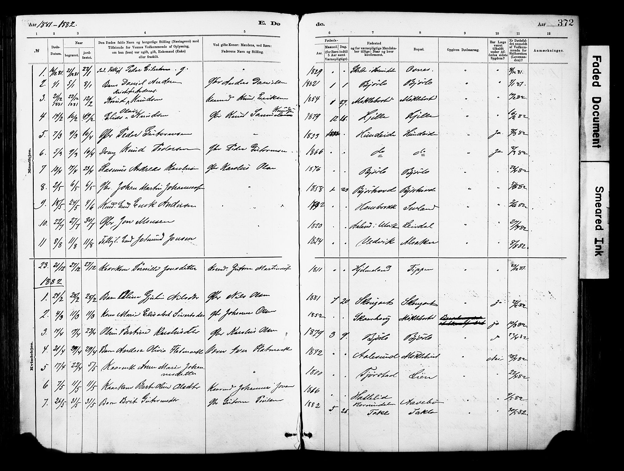 Eid sokneprestembete, SAB/A-82301/H/Haa/Haab/L0001: Parish register (official) no. B 1, 1879-1906, p. 372