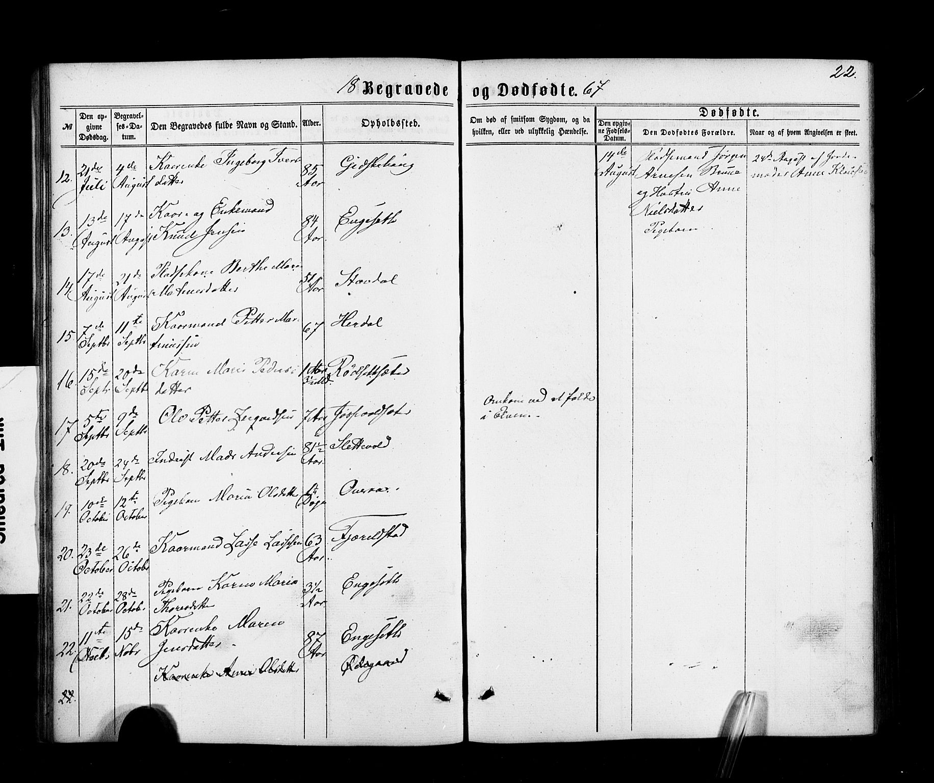 Ministerialprotokoller, klokkerbøker og fødselsregistre - Møre og Romsdal, AV/SAT-A-1454/520/L0282: Parish register (official) no. 520A11, 1862-1881, p. 22